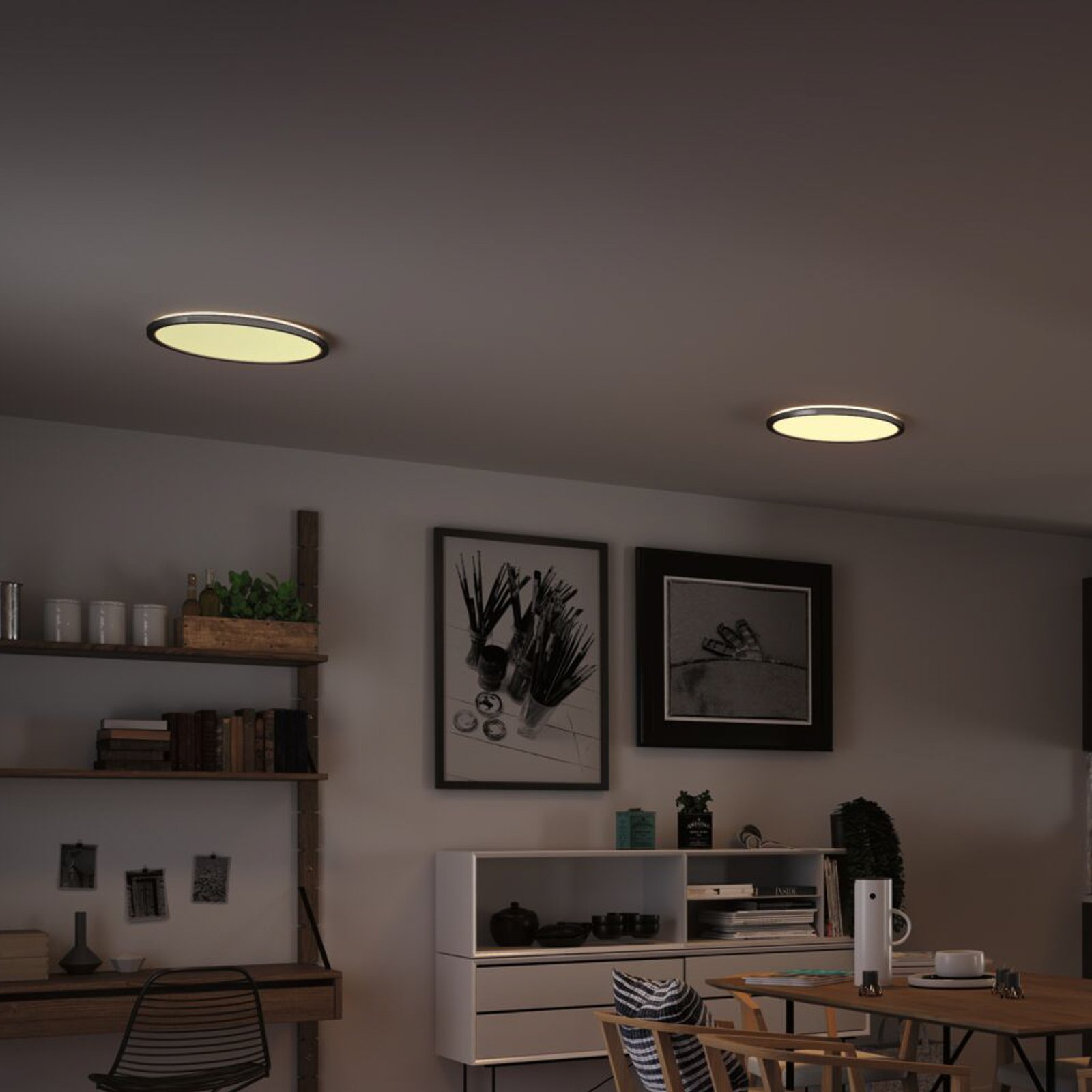 Atria Shine LED paneel, dimbaar, chroom, Ø 42 cm - Paulmann