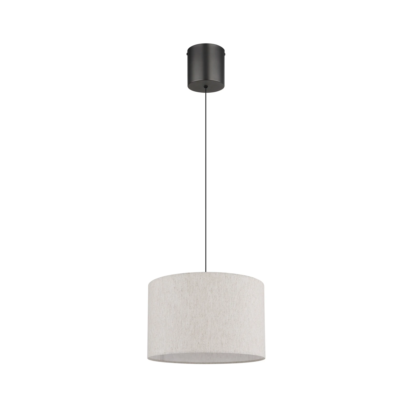 Lámpara colgante LED Thea, color crema/negro mate, lino, Ø 35 cm