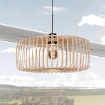 Hanglamp Sparkled Light, zwart/natuurlijk bamboe, Ø 60 cm