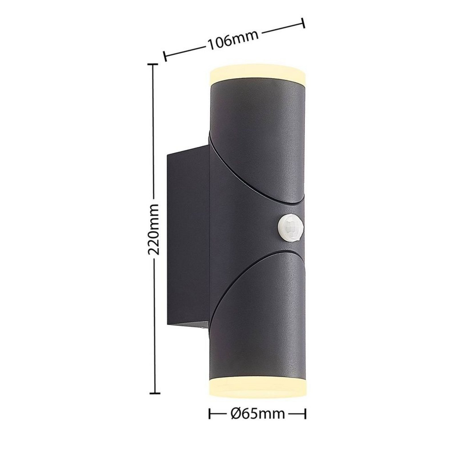 Aspyn 2 Kültéri Fali Lámpa Érzékelővel Dark Grey - Lindby