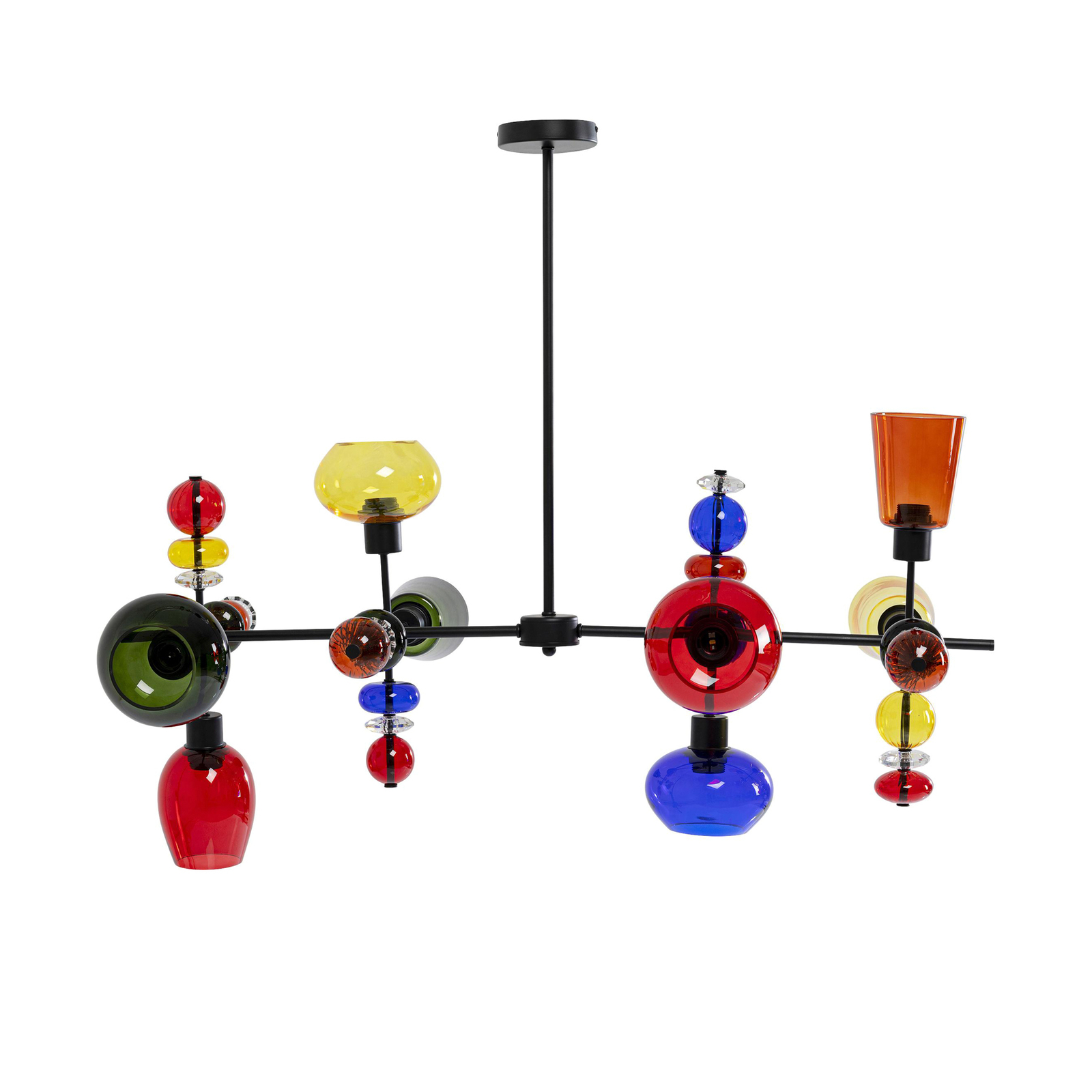 KARE Suspension Mazzo Otto, verre multicolore, à 8 lampes