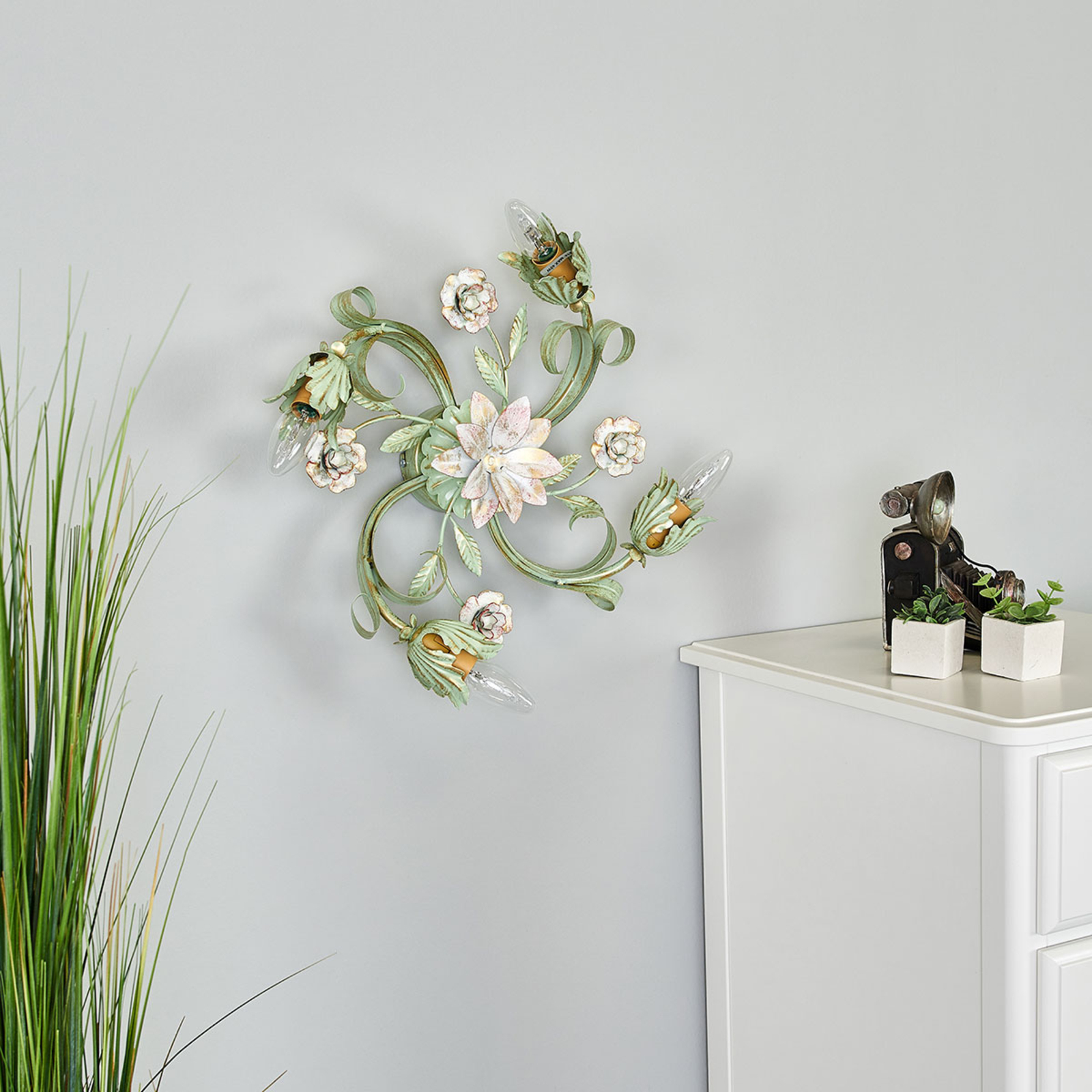 Aplique florentino Tulipe, 4 luces Lampara.es