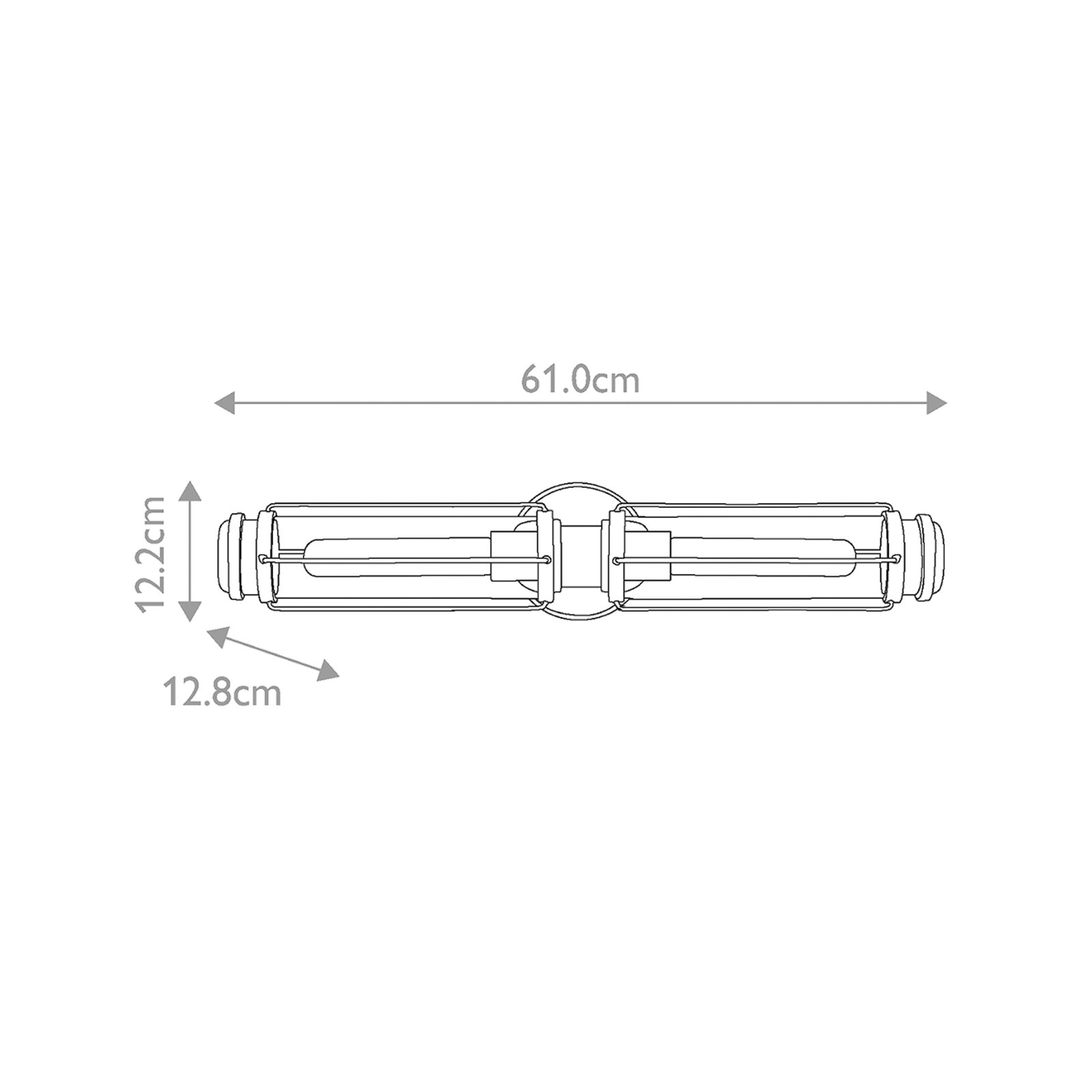 Badkamer wandlamp, messing, 2-lamps, hoogte 61 cm