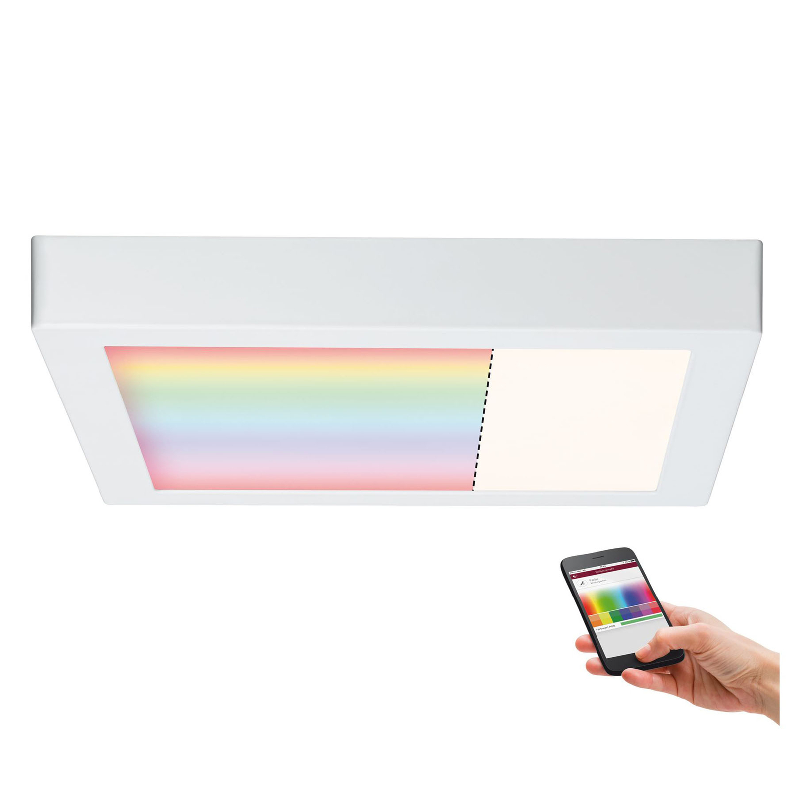 Paulmann Cesena ZigBee LED ceiling light, 30x30 cm, for Hallway, metal, 13 W, energy efficiency: A+, L: 30 cm, W: 30 cm, H: 3.8 cm