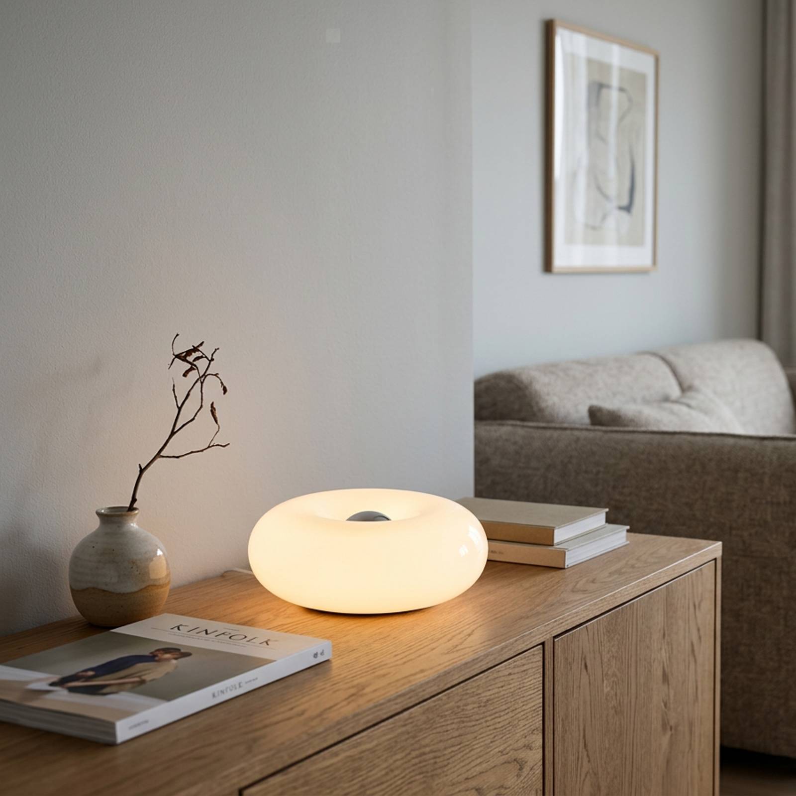 Lampa stołowa LED Basile, biała, szklana, 2 700 K