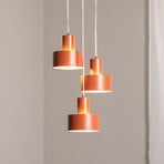 Rif 3 pendant light, brick red, round, 3-bulb, Ø 33 cm