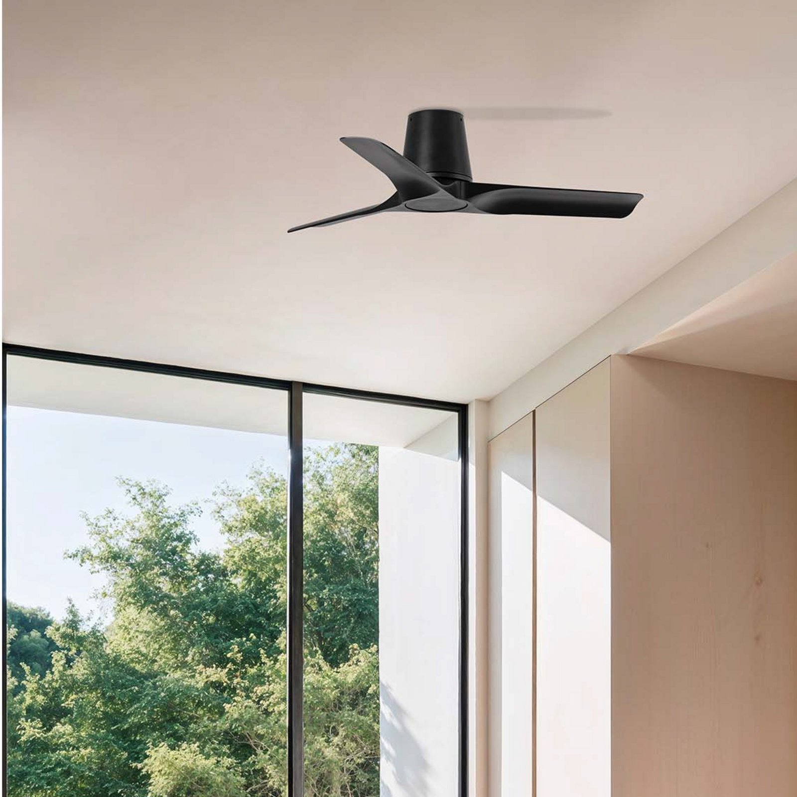Mennyezeti ventilátor Hey S, fekete, DC motor, csendes, Ø 90 cm