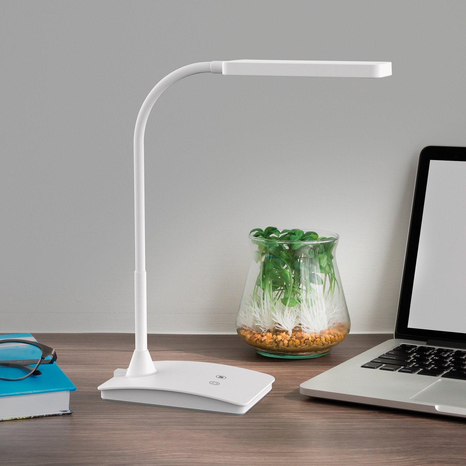 Lampă de birou cu LED MAULpearly alb 38 cm dimabil CCT - Studiu / Birou - modern - Plastic