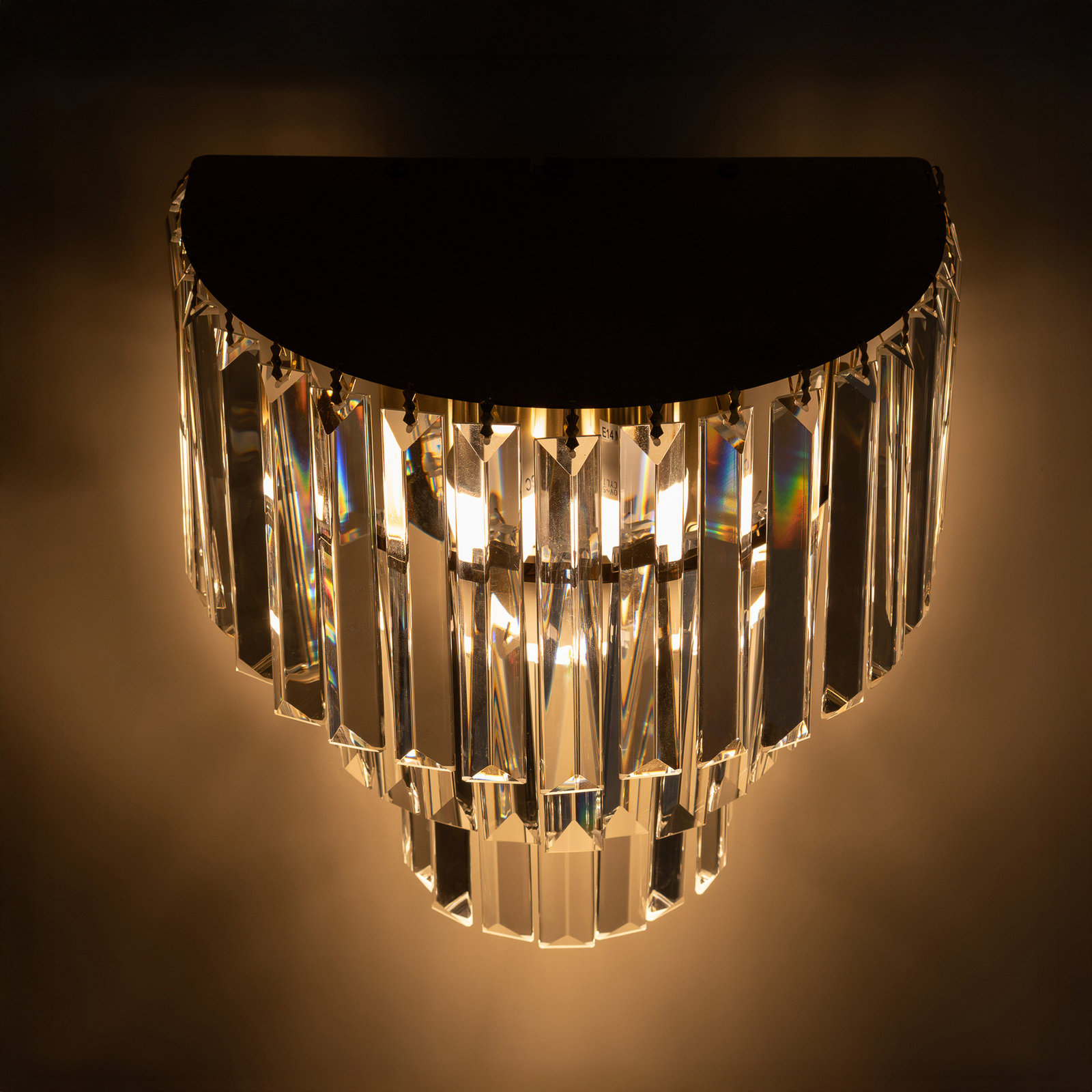 Milano wall light, height 27 cm, gold/crystal, glass, 2 x E14