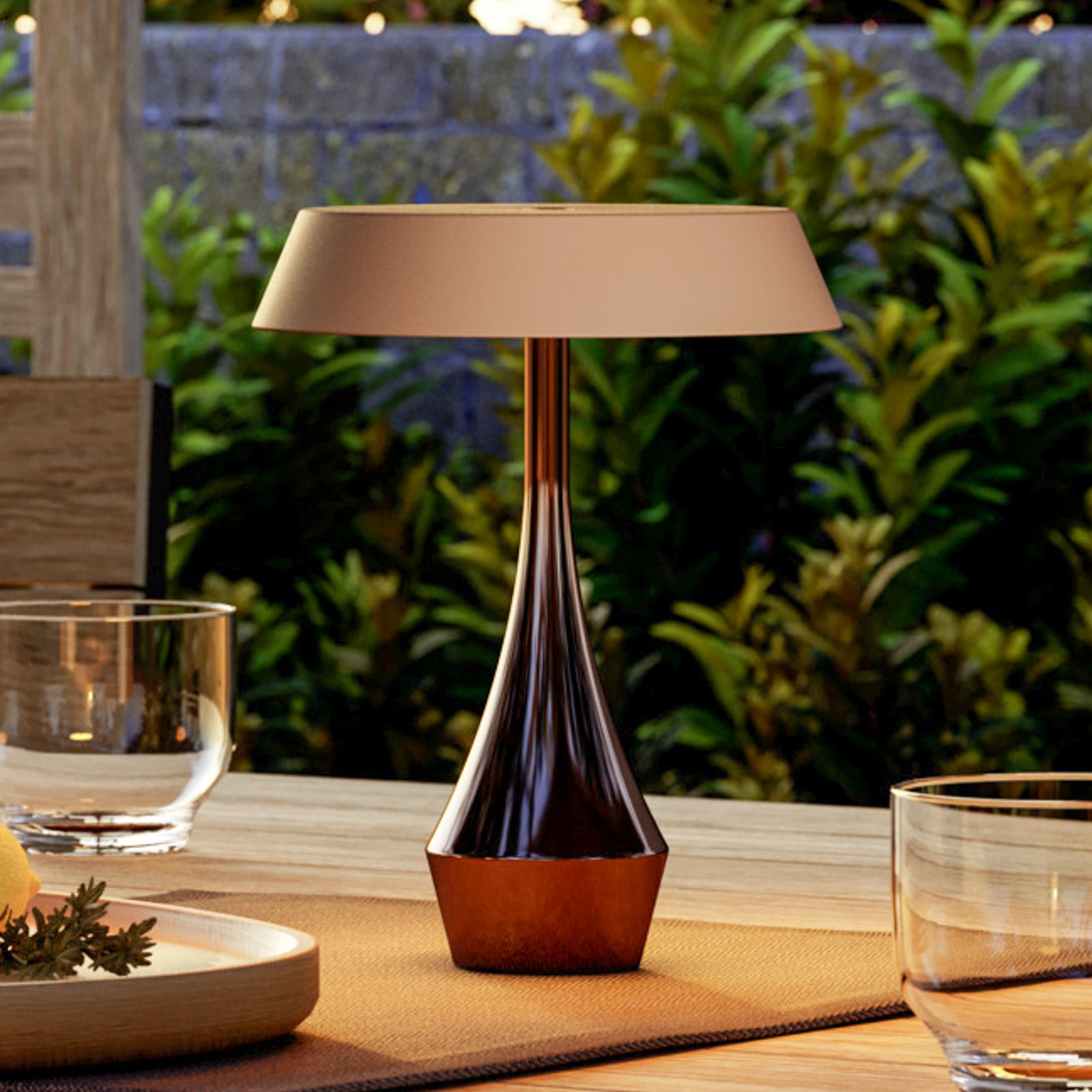 Lámpara de mesa recargable LED EGLO TURCIO, color bronce, altura 20 cm, IP44, Lámpara de mesa recargable LED EGLO TURCIO, color bronce, altura 20 cm, IP44,