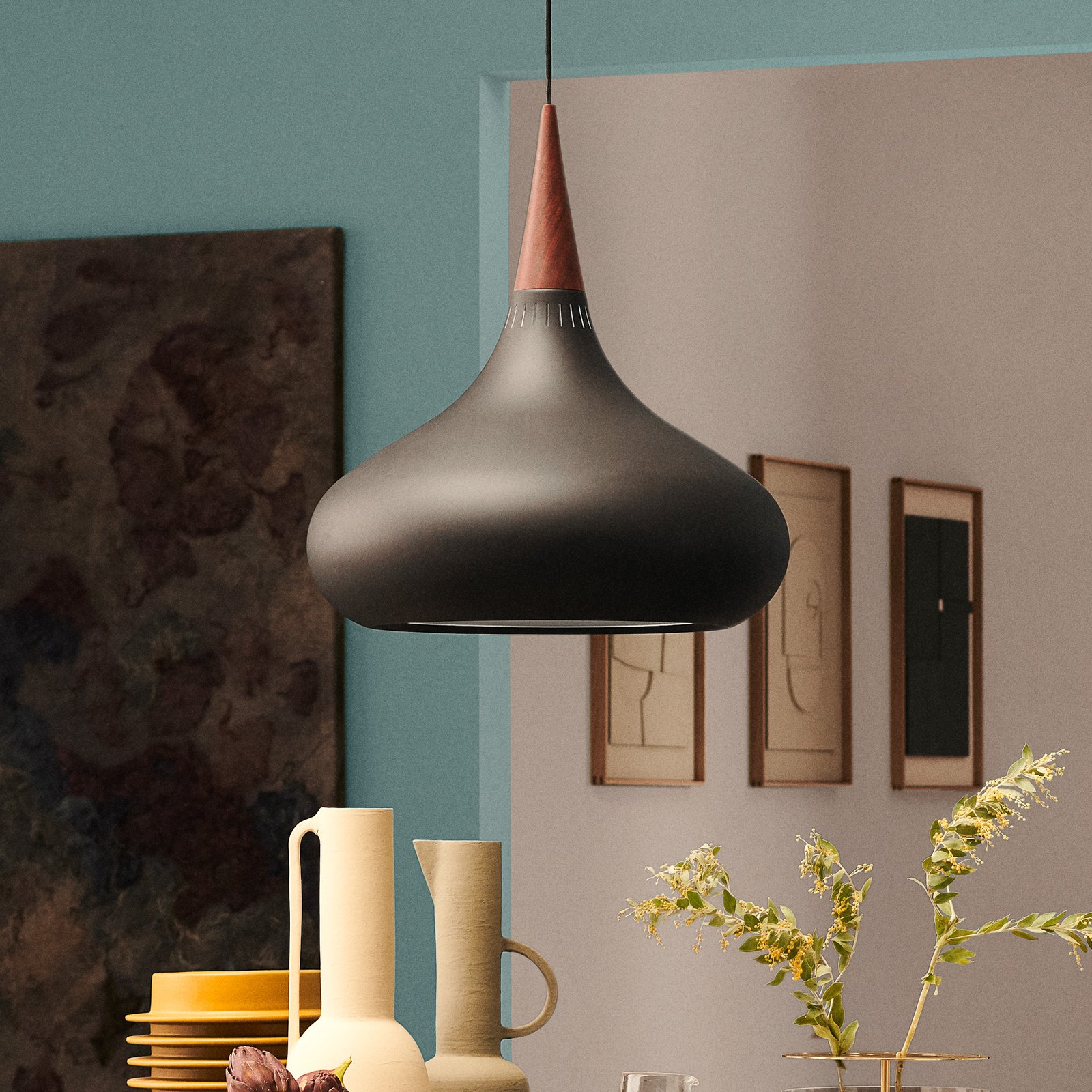 FRITZ HANSEN Orient P2 hanglamp zwart/roze Ø 34cm