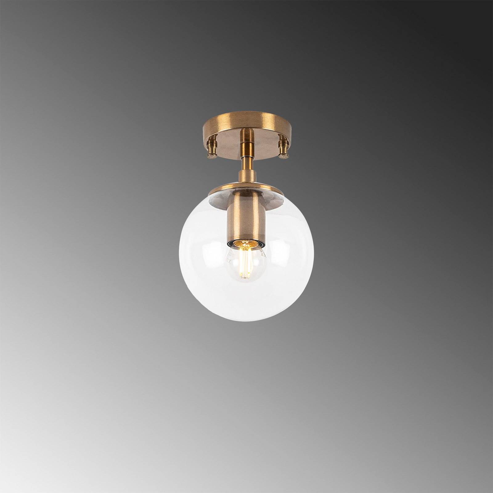 Deckenlampe Atmaca 10215, goldfarben antik, Glas klar Ø 15cm günstig online kaufen