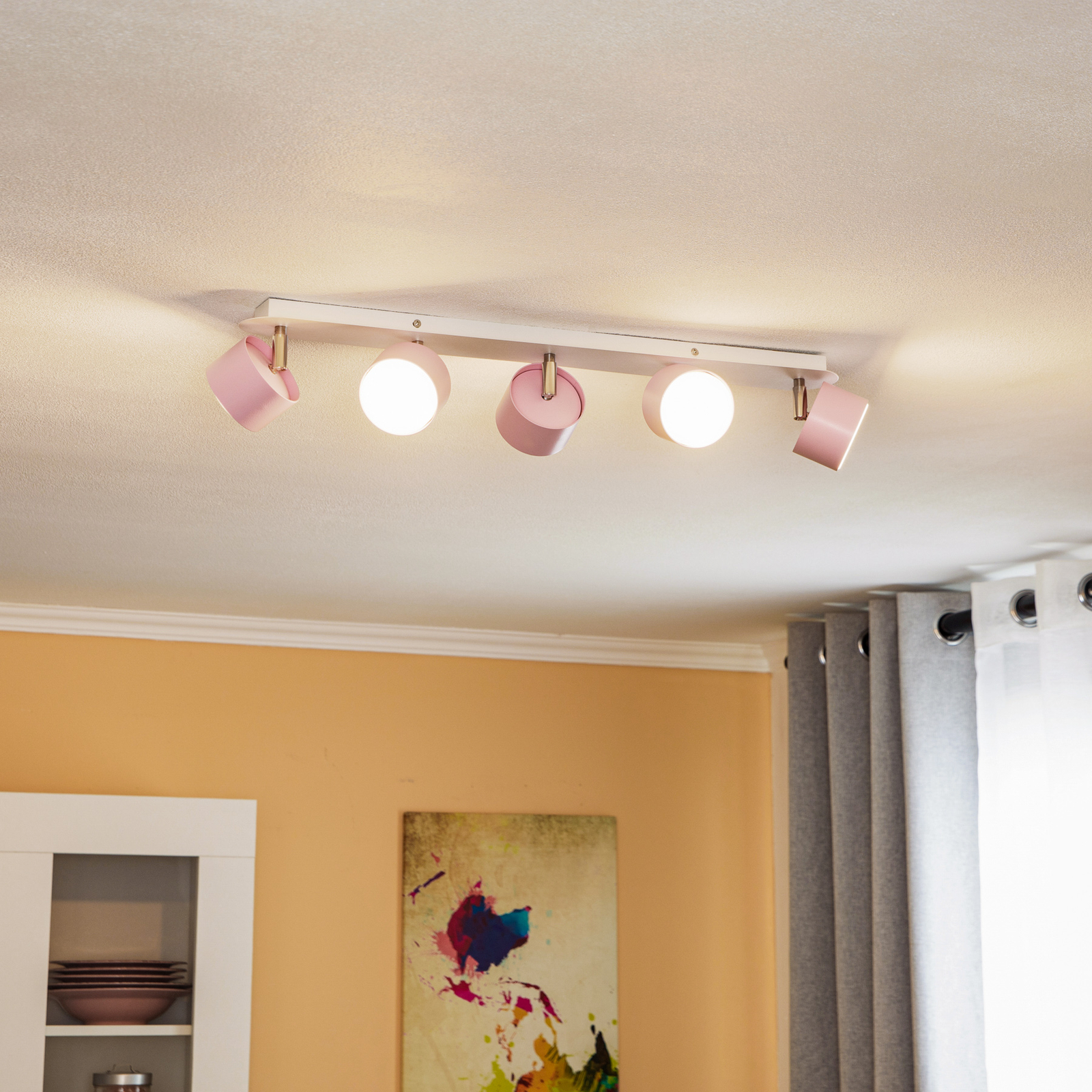 Ceiling spotlight Cloudy 5-bulb pink