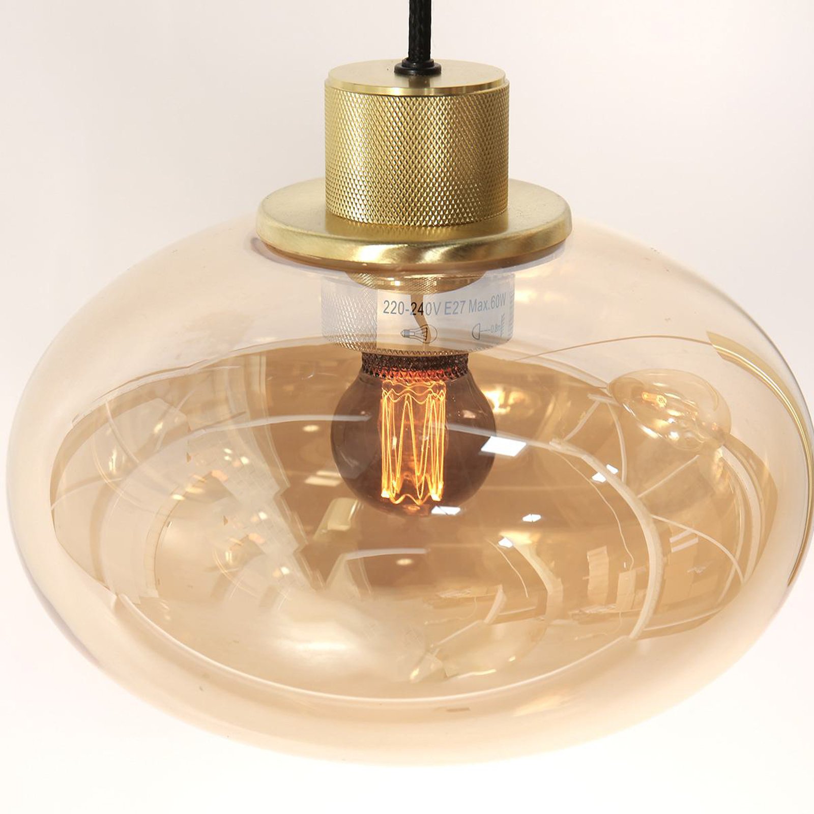 Reflexion pendant light, metal, glass, 9-bulb, brass