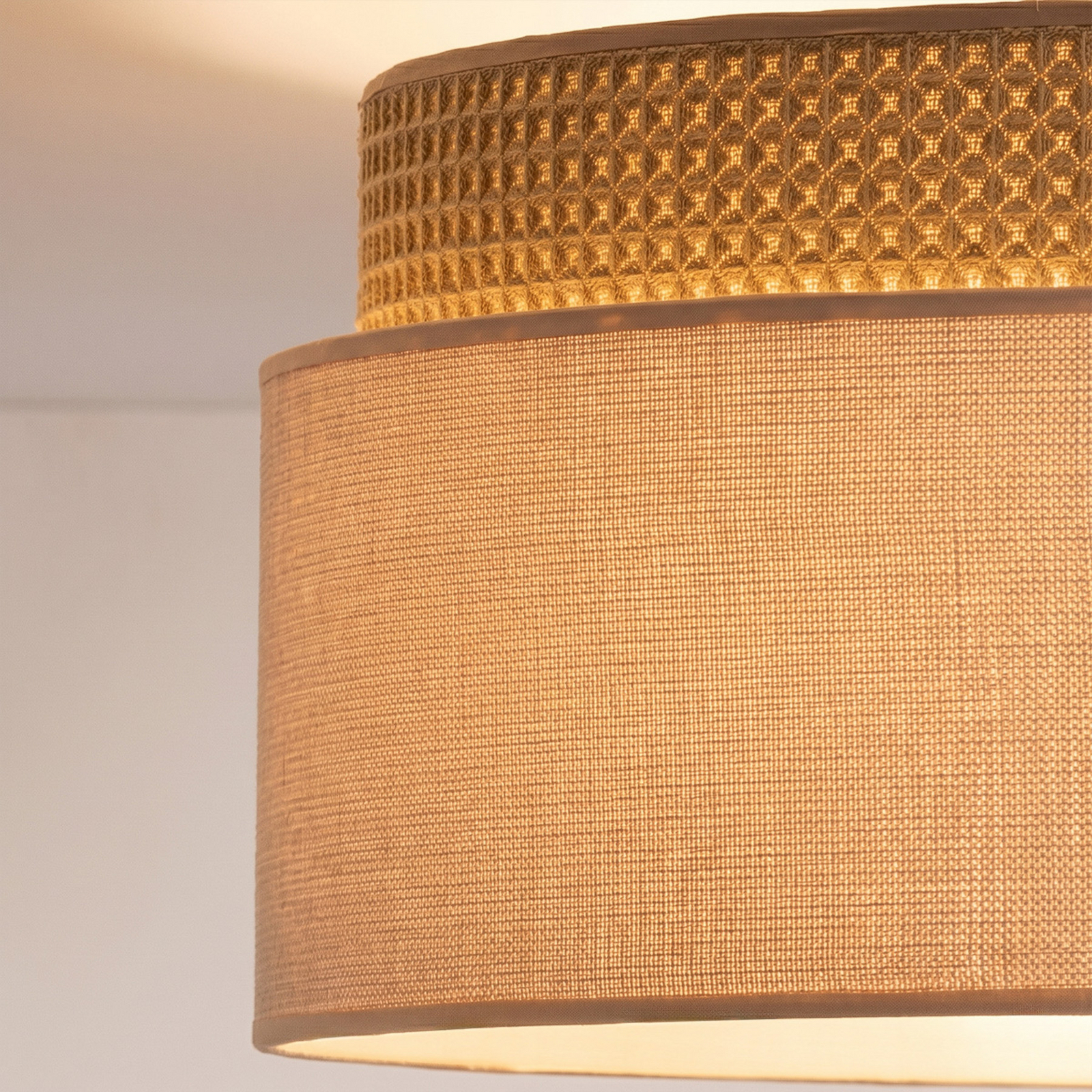 Závesné svietidlo Milano, kávovo hnedá/béžová, Ø 45 cm, textil – Duolla