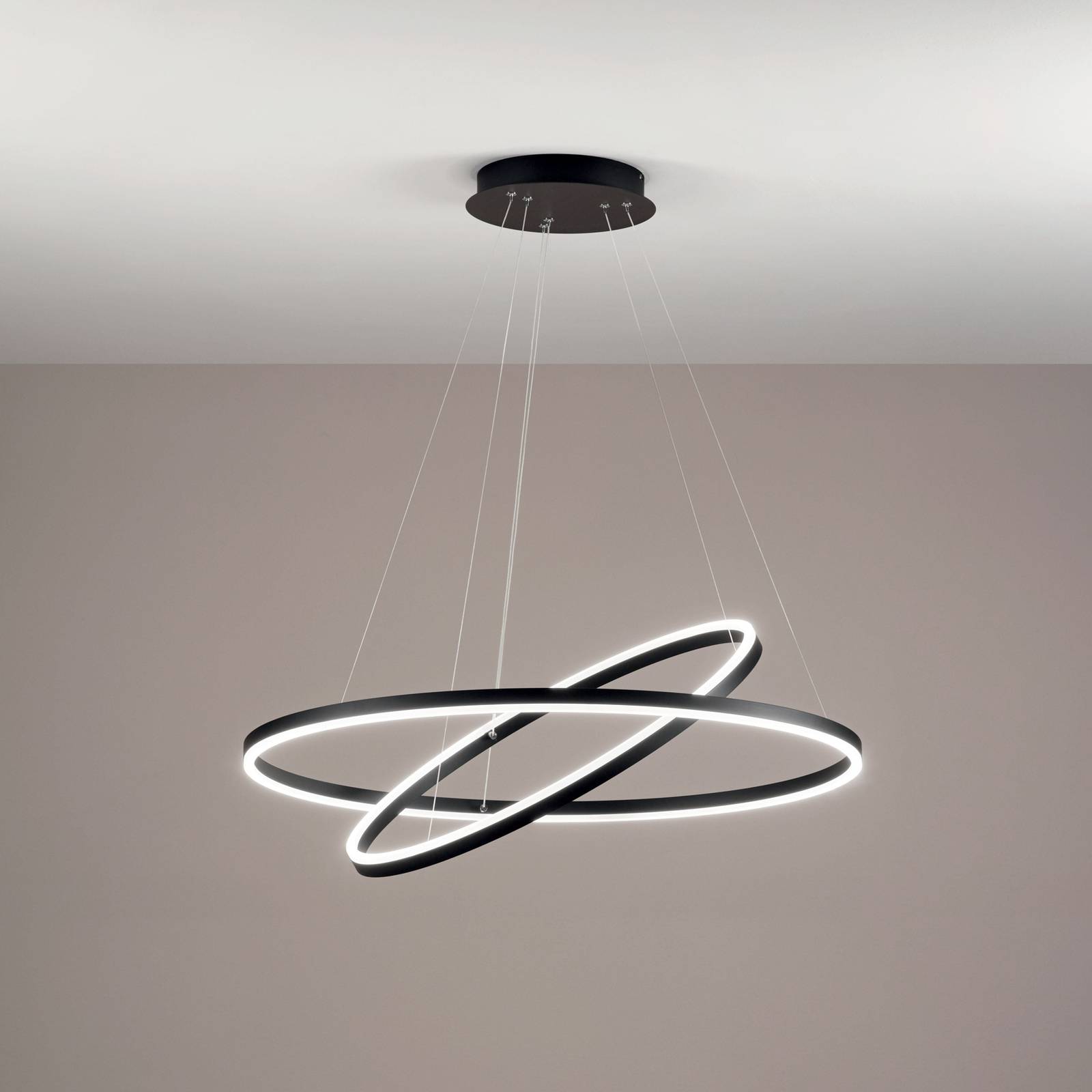 Lampa wisząca LED Giotto, Ø 80 cm, 2-punktowa, czarna