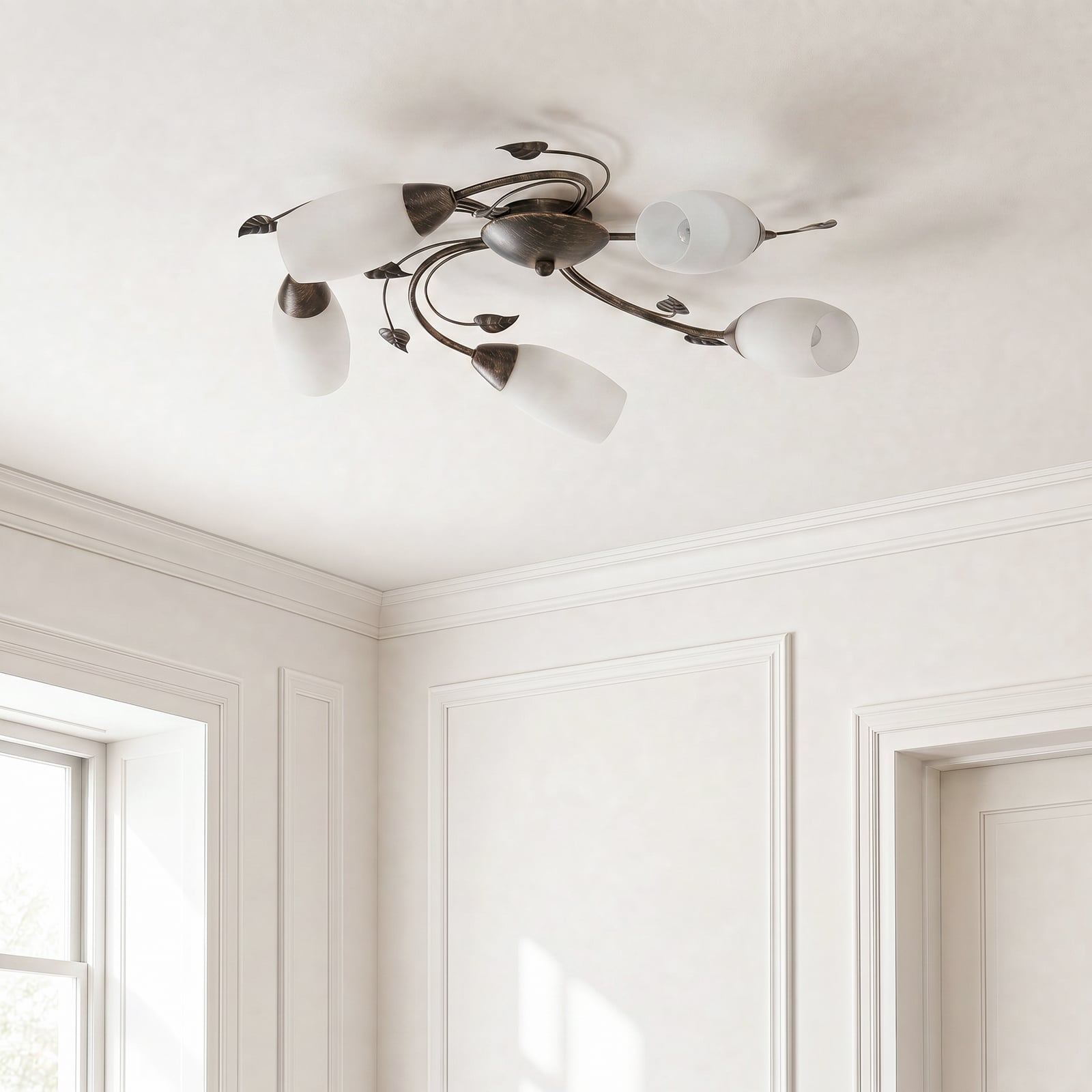 Lindby ceiling light Stefania, 5-bulb, black/gold, Ø58cm Lindby ceiling light Stefania, 5-bulb, black/gold, Ø58cm