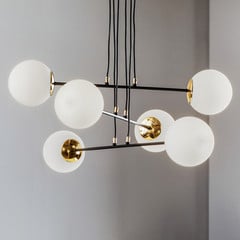 Lampada a sospensione Ognis 6, 6 luci, nero/oro