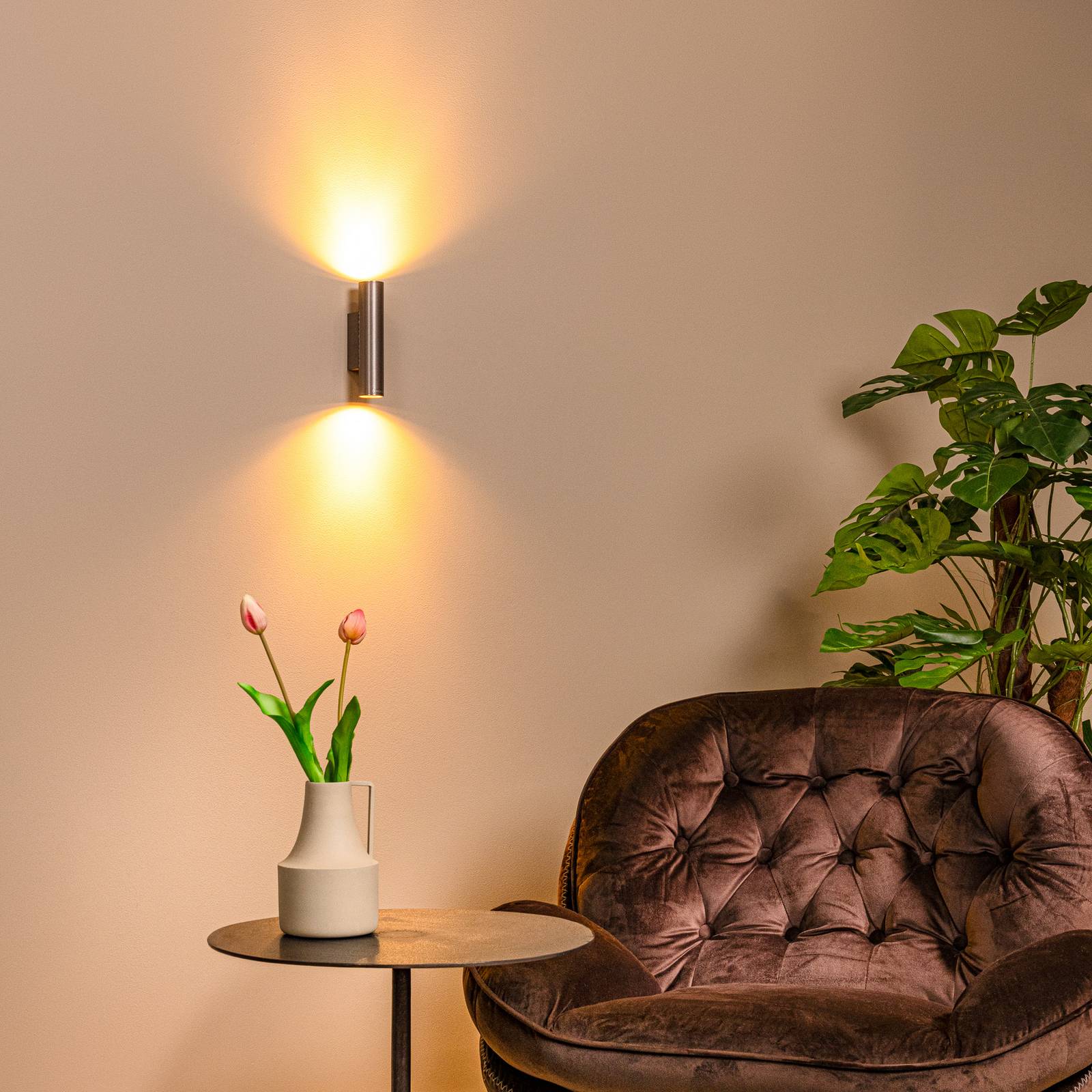 Wandstrahler Dupla, grau, Höhe 18 cm, Metall, 2-flg. günstig online kaufen