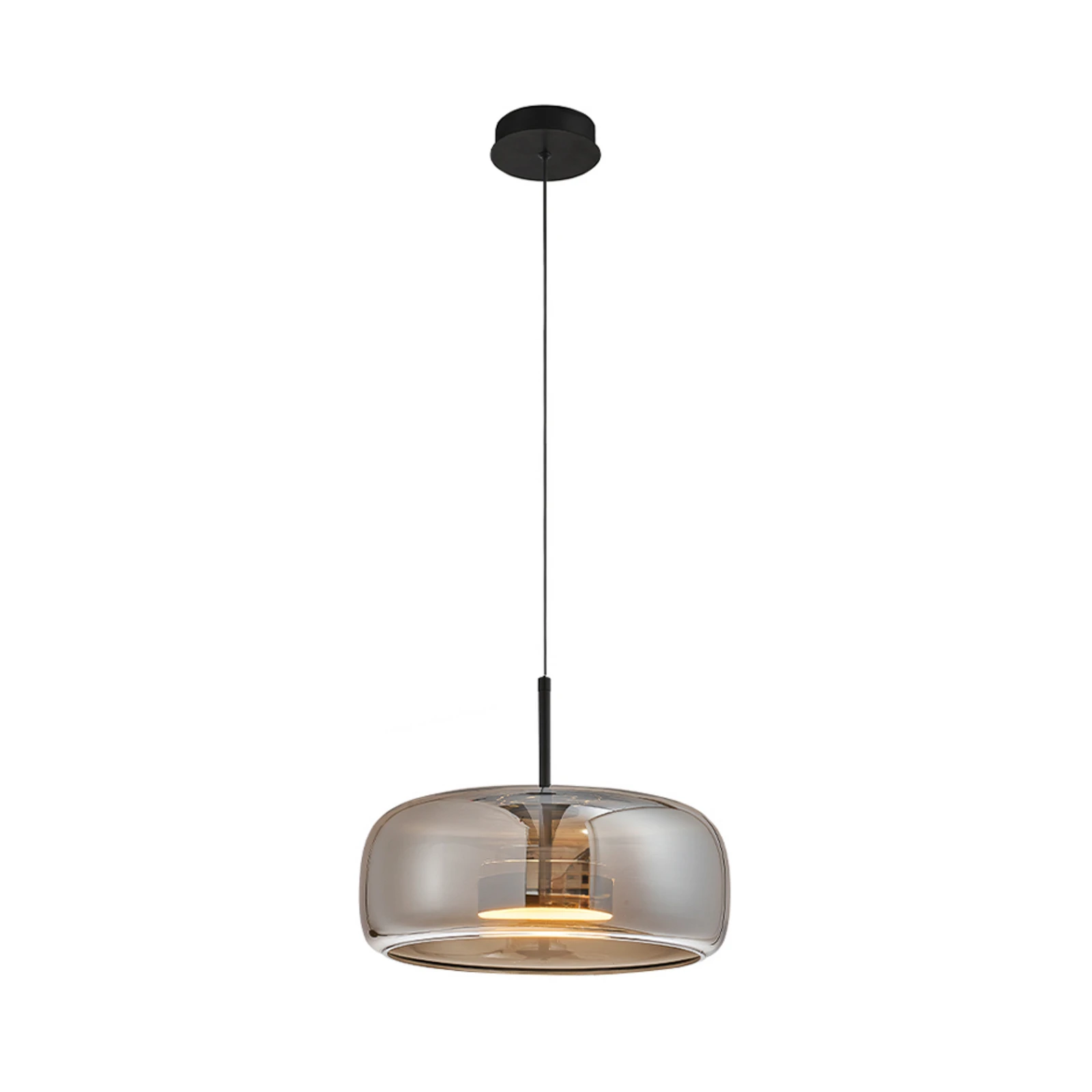 Κρεμαστό φωτιστικό LED Deco, καπνιστό γκρι/μαύρο, Ø 33 cm, γυαλί