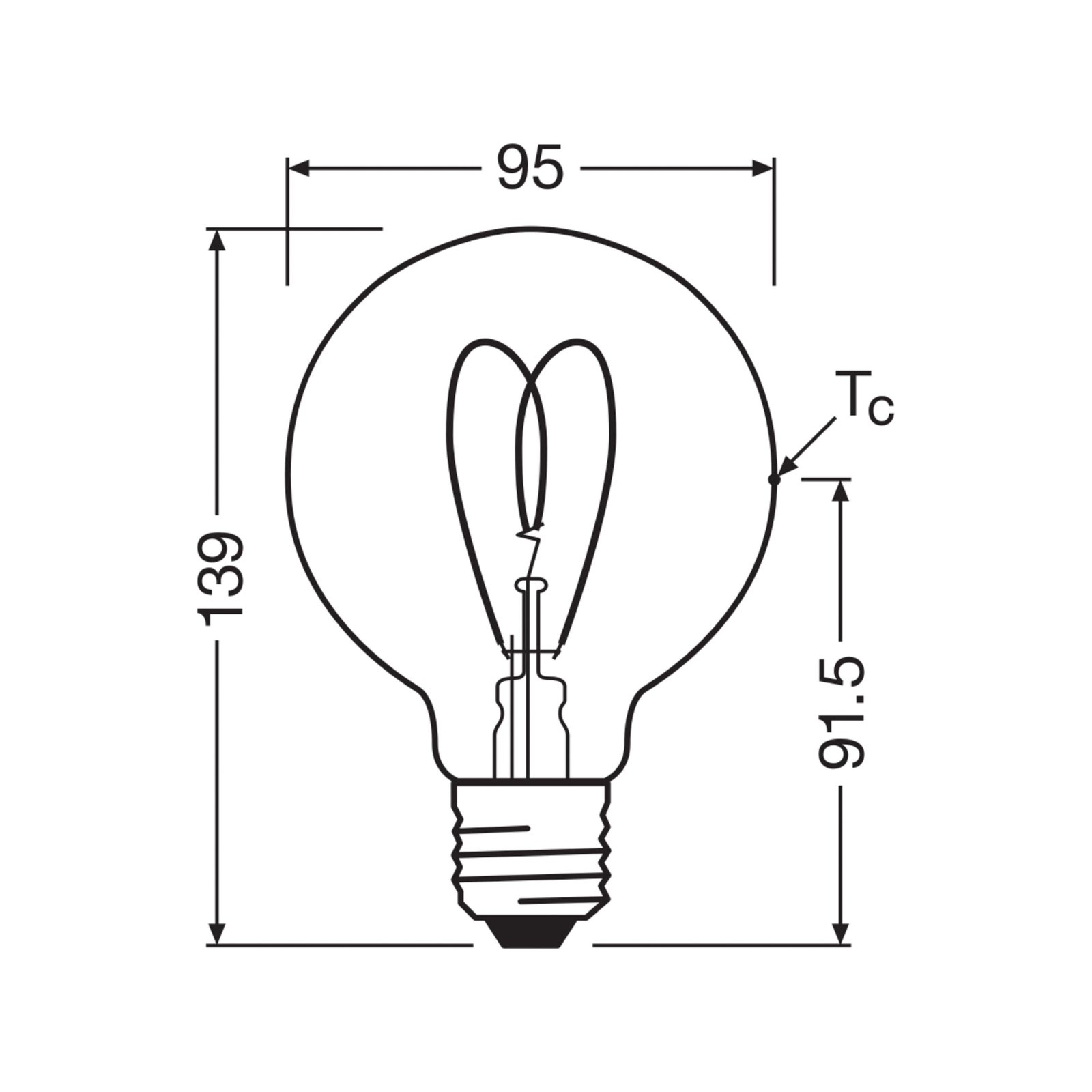 OSRAM LED Vintage G95 E27 7,2W 927 Heart Filament číra tmavá