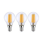 LED bulb E14 P45, 4W, clear, 2,700K, dimmable, set of 3