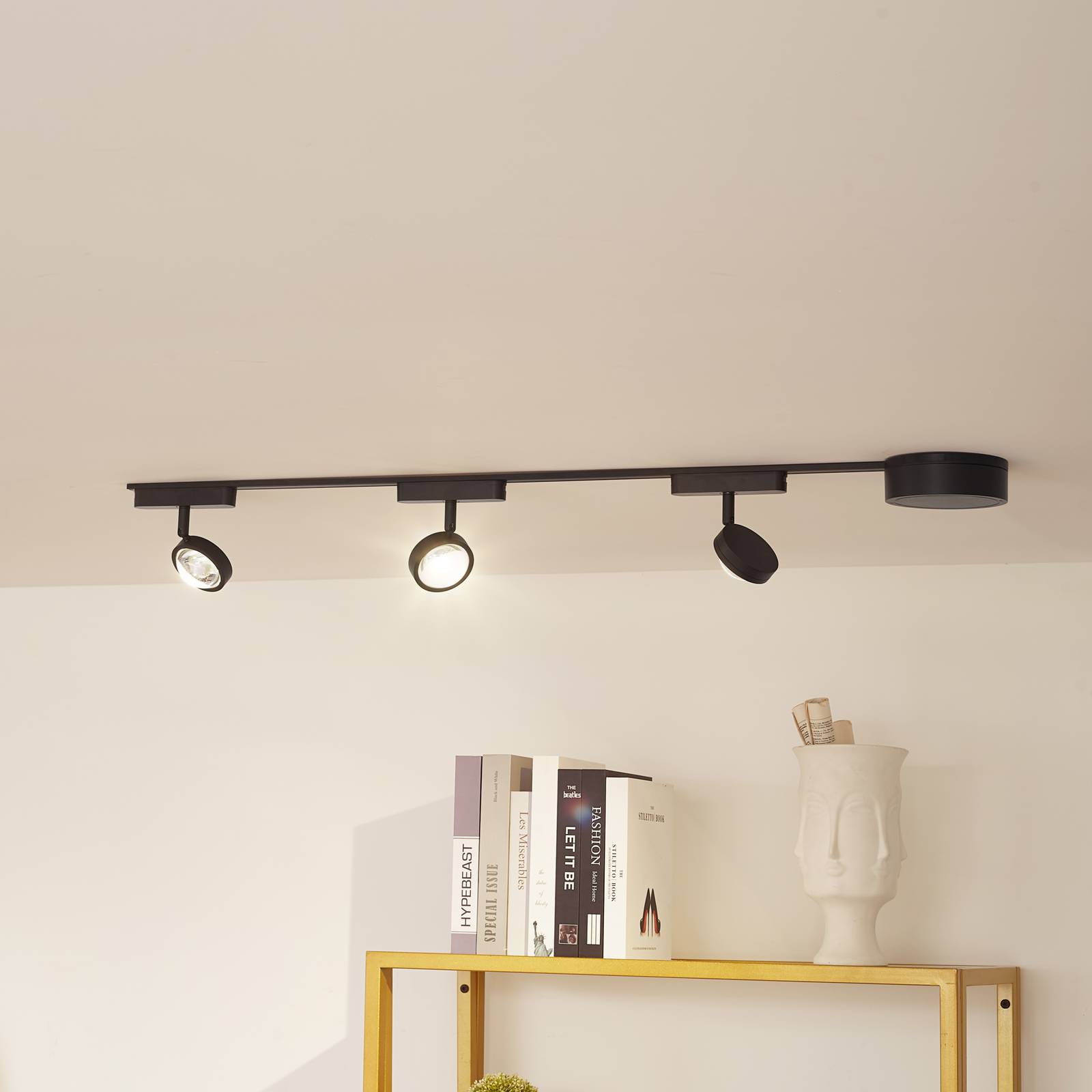 Lindby Système de lampes sur rail Lumaro spots à 3 lampes noir Ø 7,3cm 48V