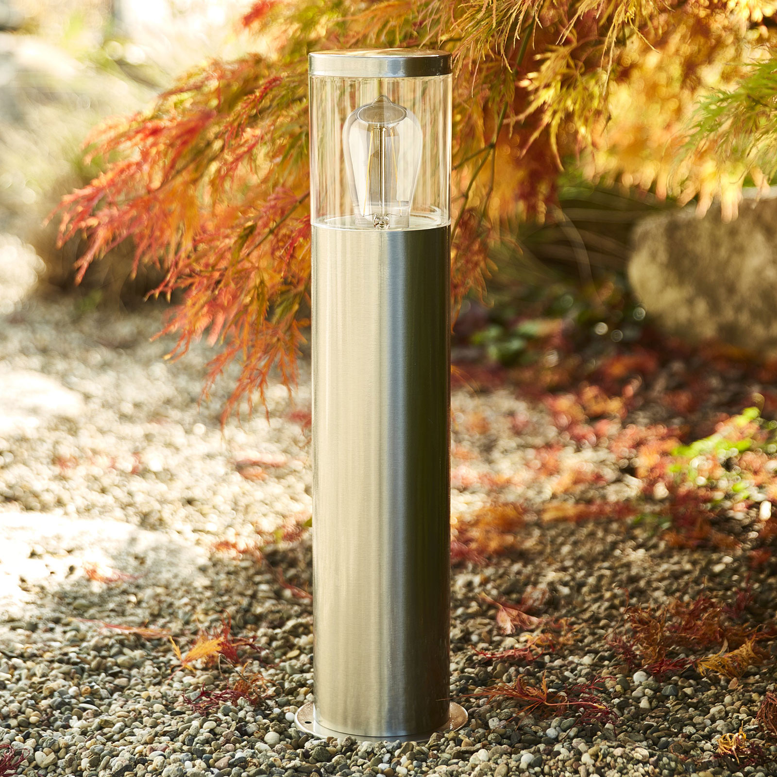 Heitronic Naxos pillar light made of stainless steel, stainless steel, plastic, E27, 12 W, energy efficiency: A++, H: 49 cm