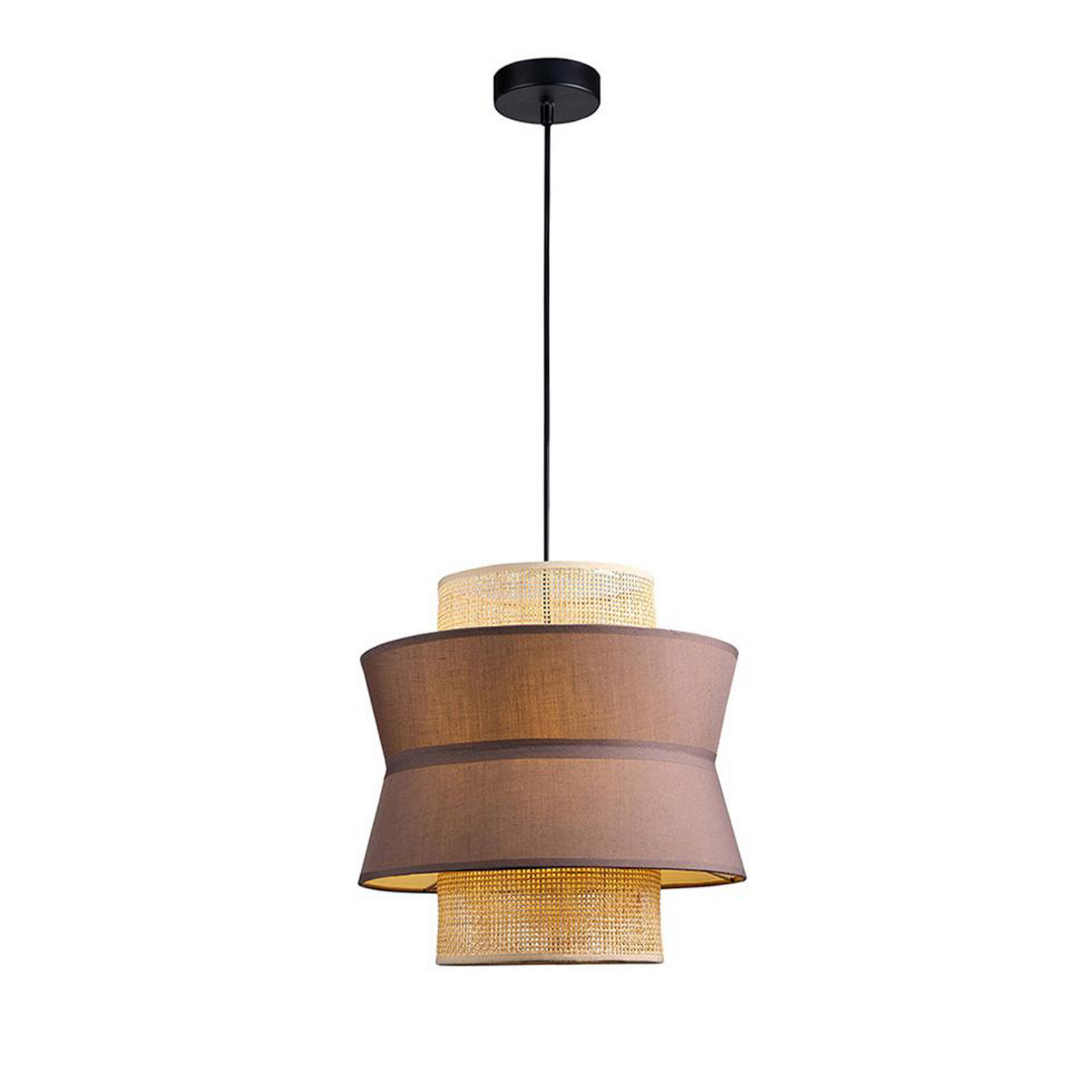 Żyrandol Rika Double, Ø 35 cm, szary/naturalny, tkanina