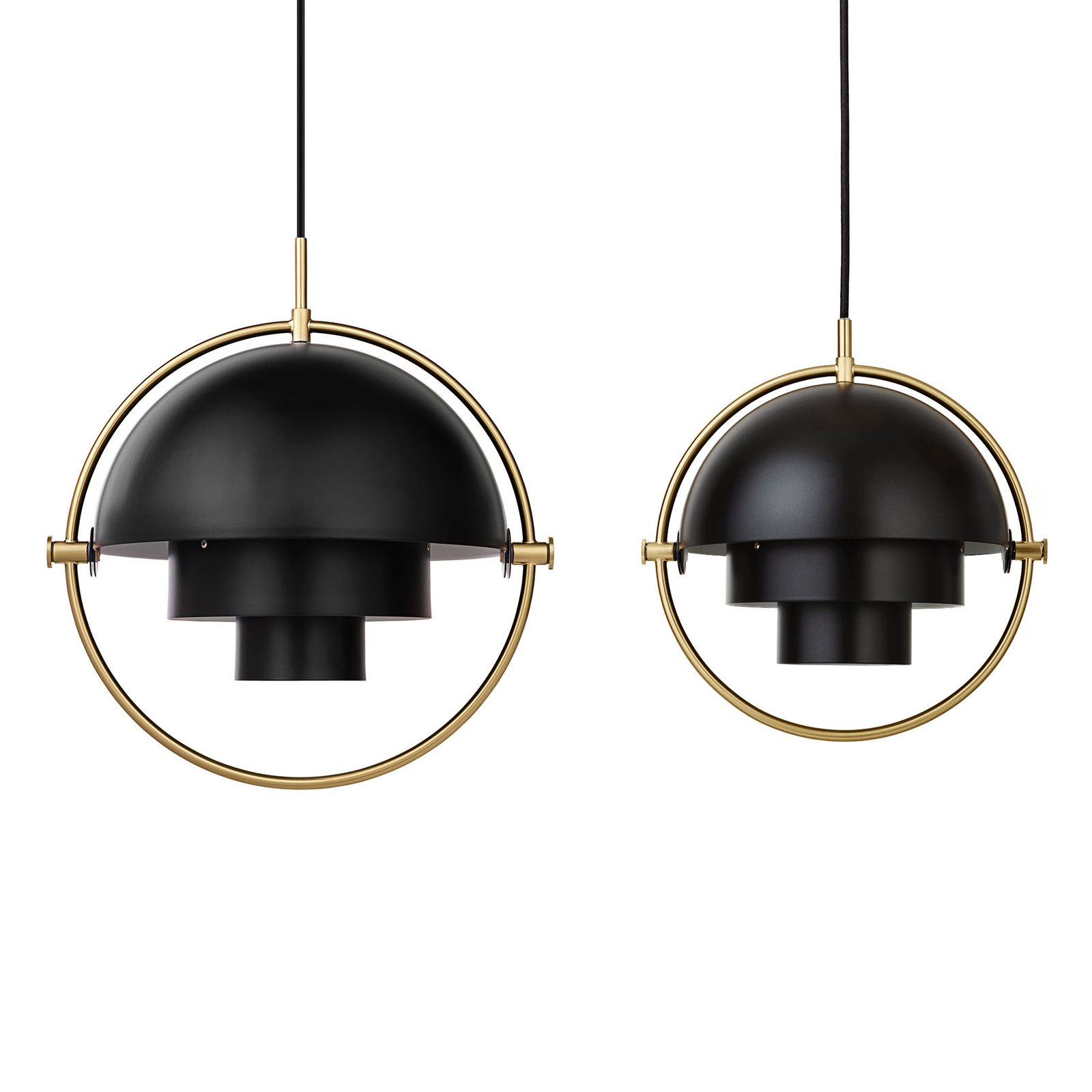 GUBI pendellampa Multi-Lite, Ø 27 cm, ram i mässing
