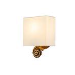 Wall light Swirl Small with linen shade, gold-coloured foil finish