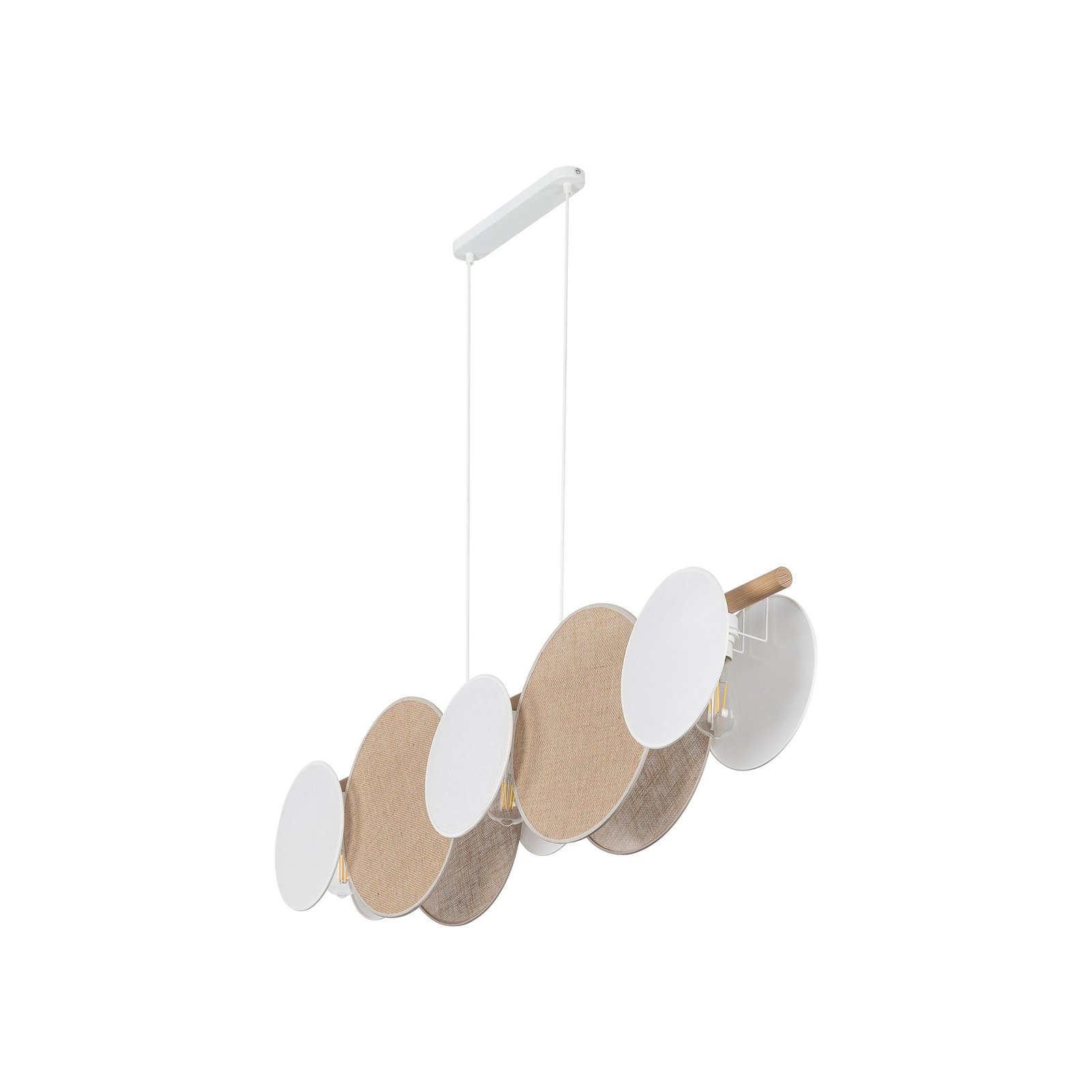 Puls hanging light, jute shades, natural brown/white, 5-bulb
