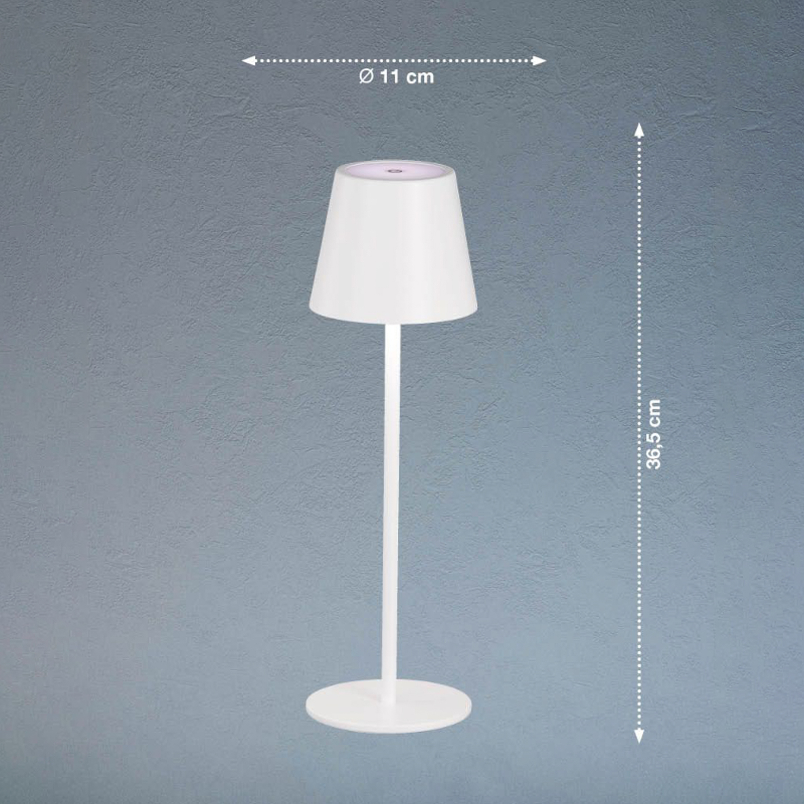 Lámpara de mesa LED recargable Viletto, blanca, IP54