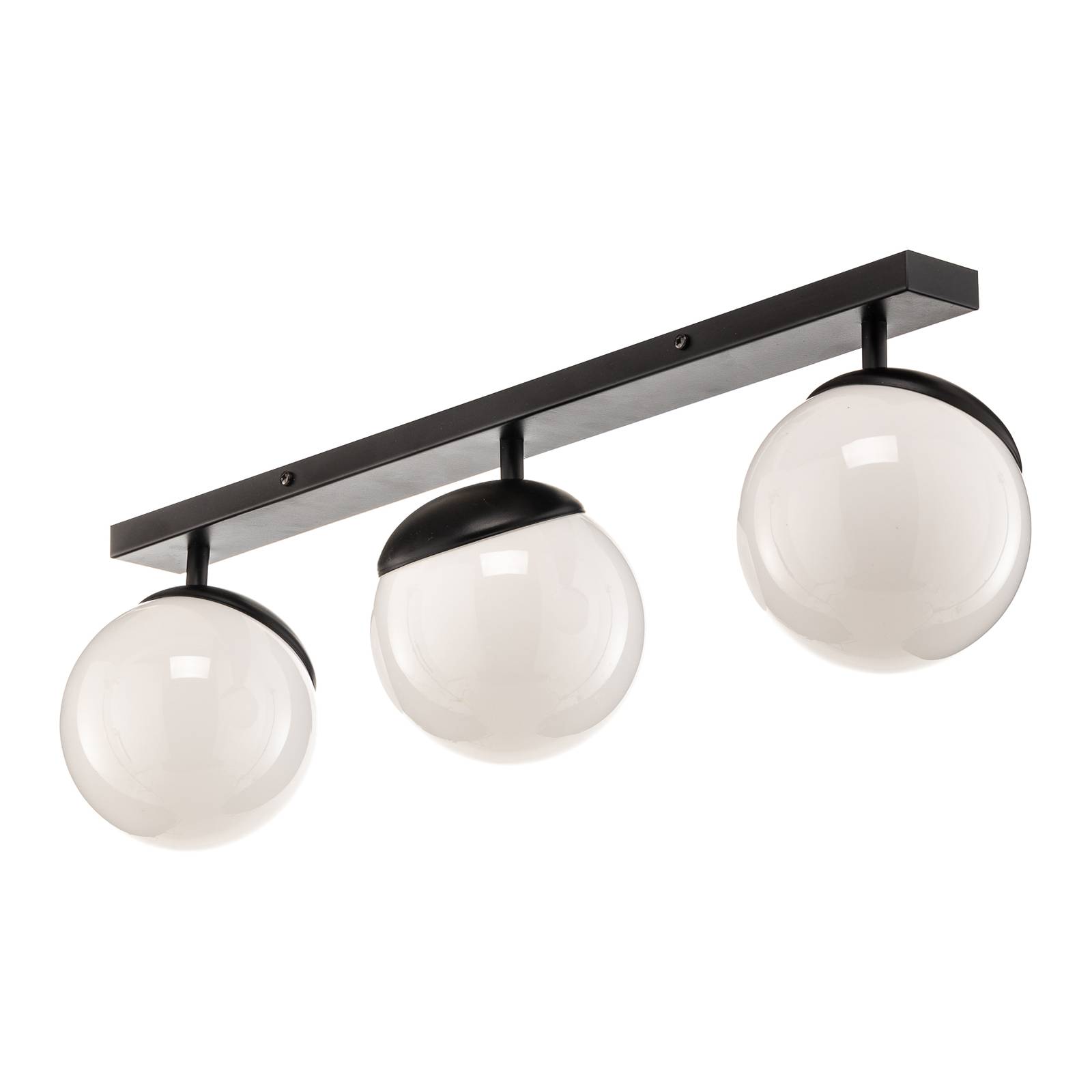 Plafonnier Sfera 3 lampes direct long verre/noir