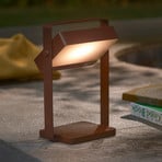 Solární LED stolní lampa Saulio s LED, hnědá, IP44, hliník, USB, akumulátor