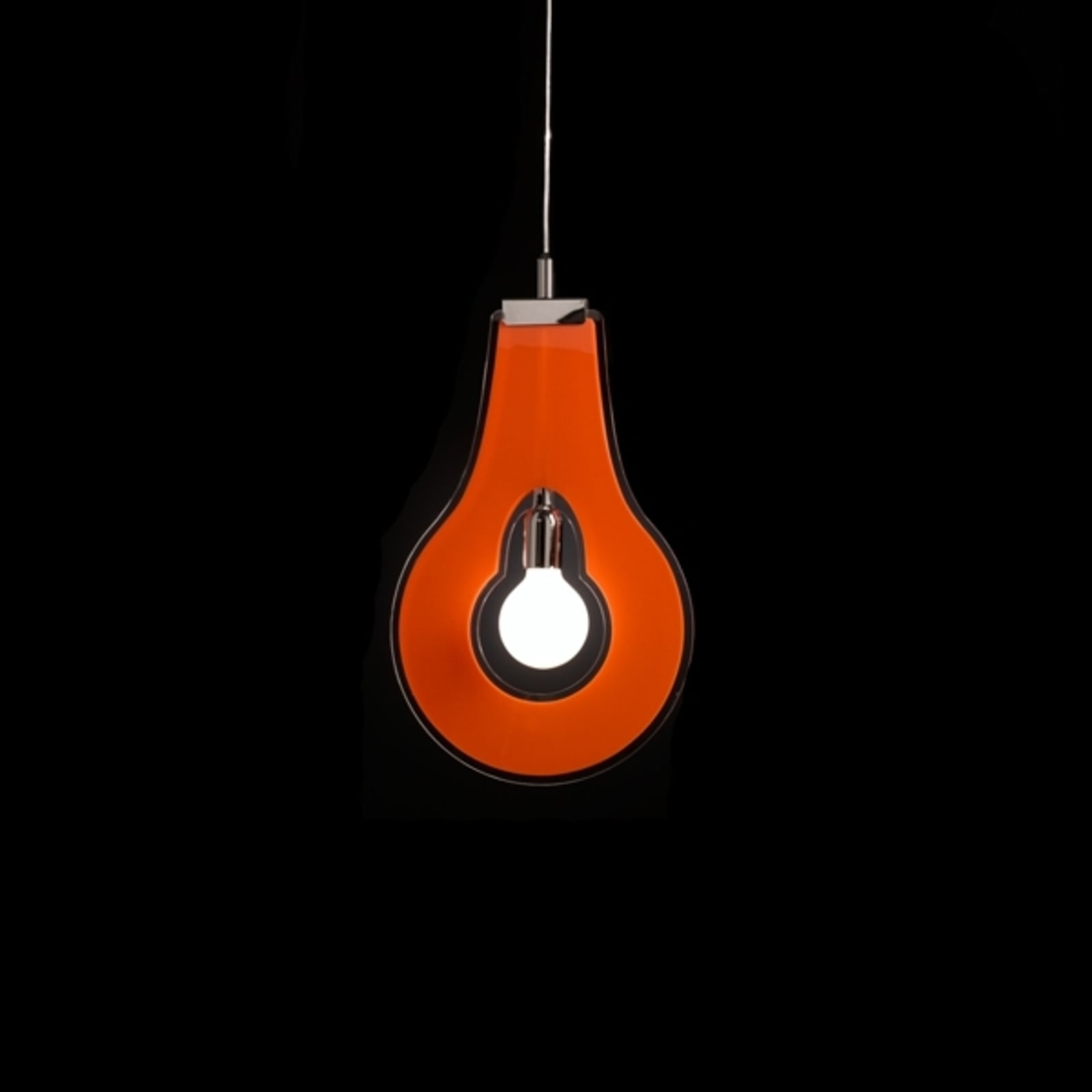 Selene Decorative hanging light Flat in orange, for Living / Dining Room, polymethyl methacrylate (PMMA), chrome, E27, 100 W, energy efficiency: A++, W: 32 cm, H: 50 cm