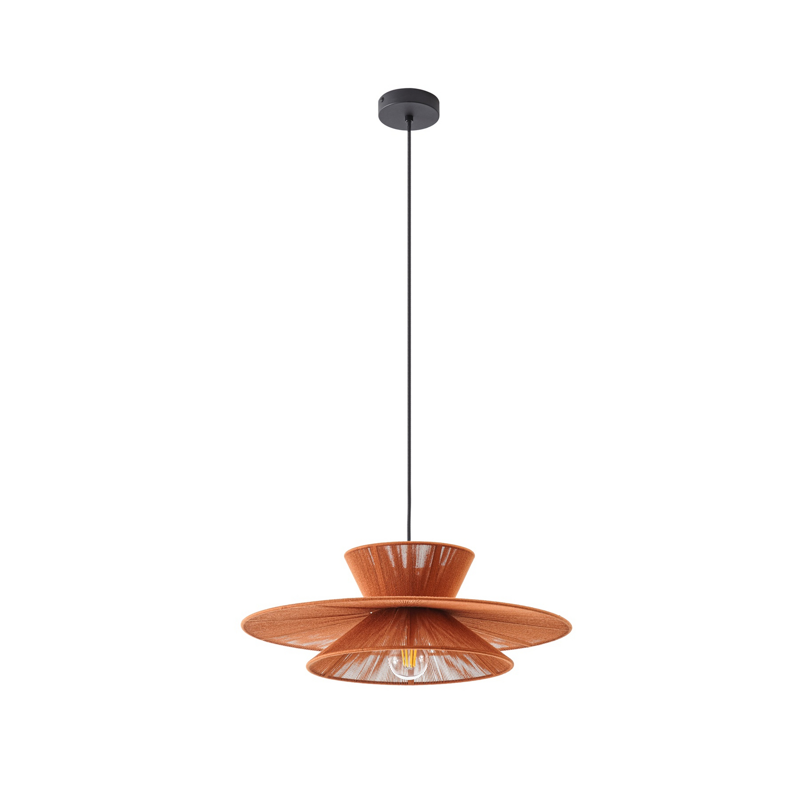 Suspension Novie, marron, coton, Ø 50 cm - Lucande