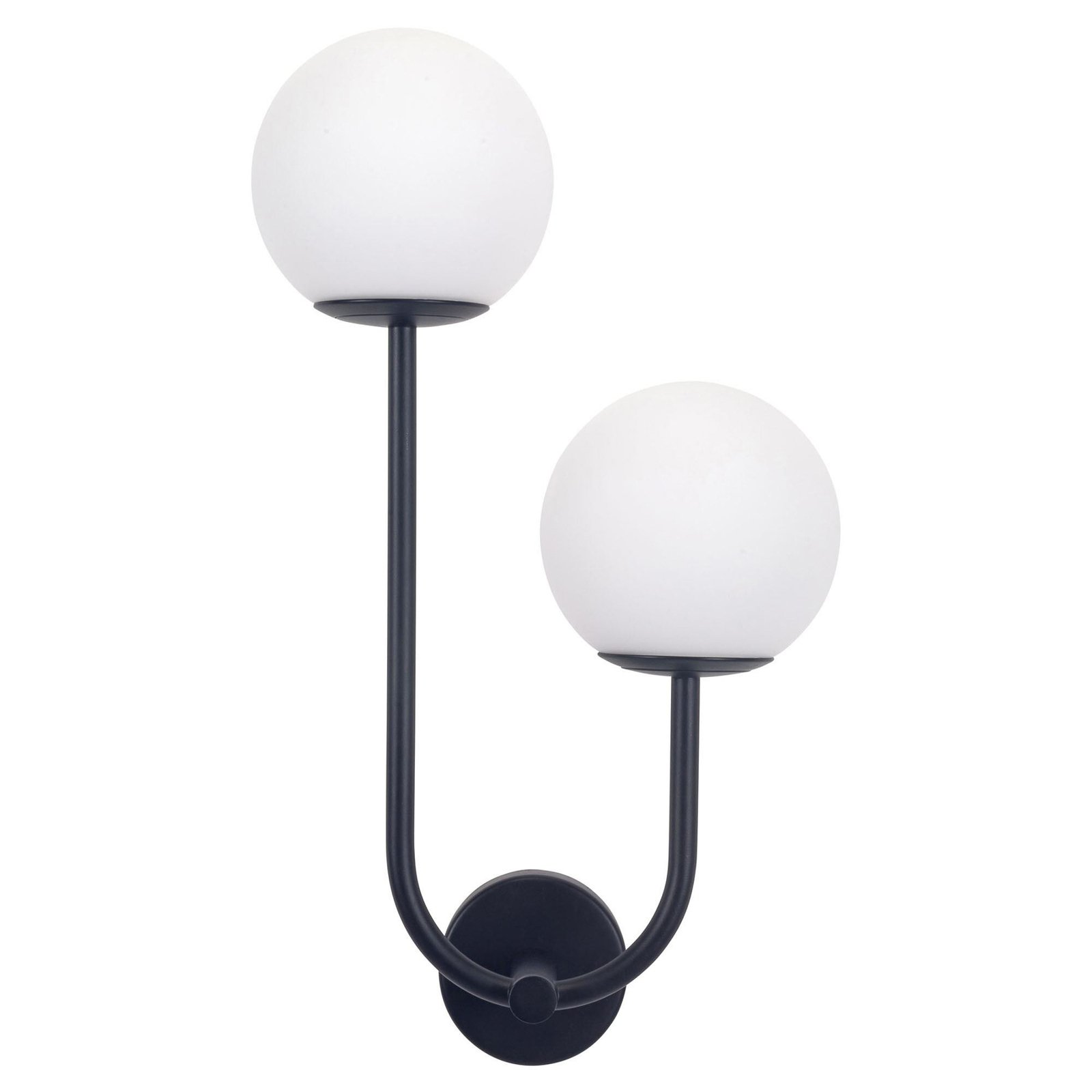 Forlight vegglampe Sfera Double, svart, glass, bredde 23 cm