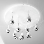 Deckenlampe Pioggia, weiß, chrom