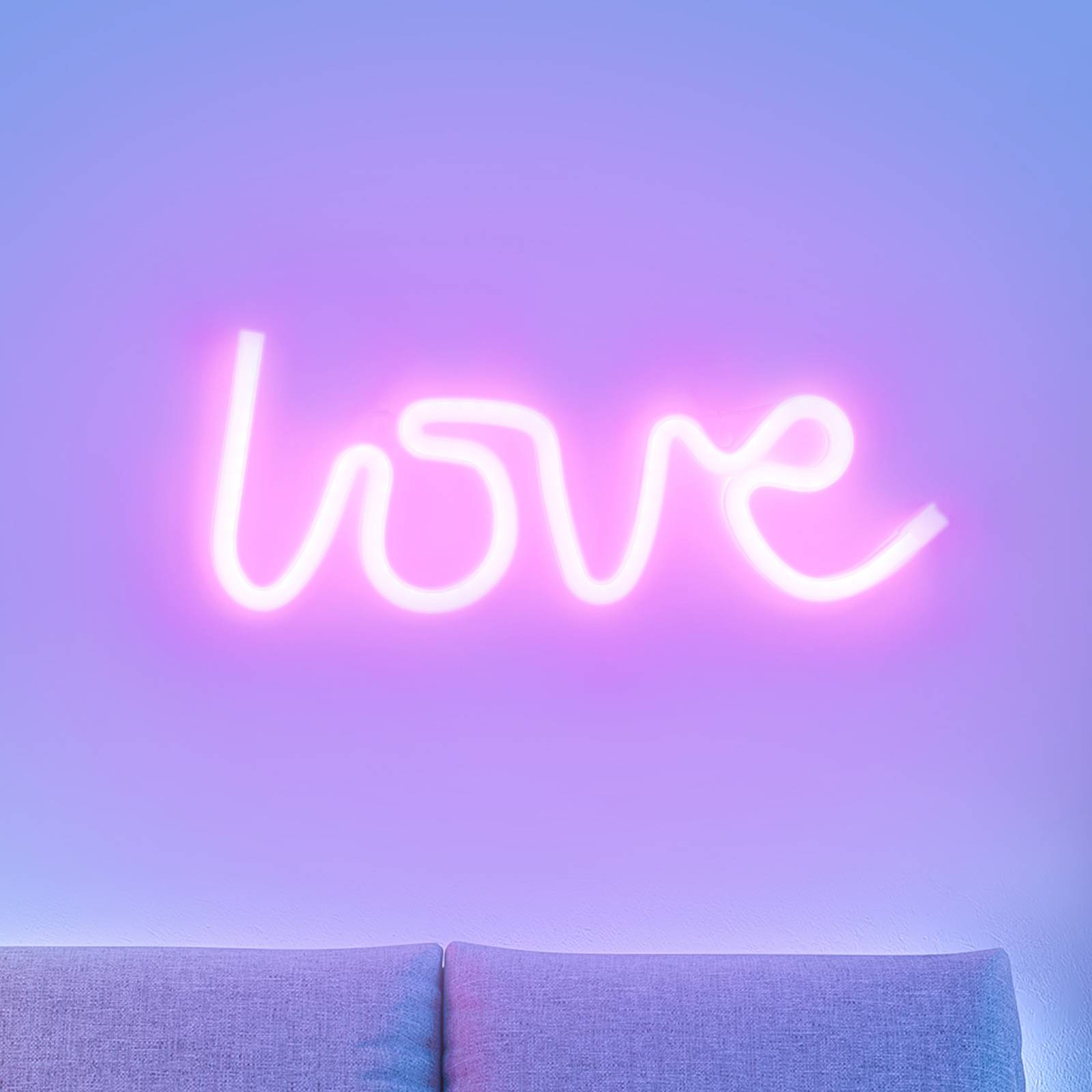 JUST LIGHT. LED-vägglampa Neon Love USB