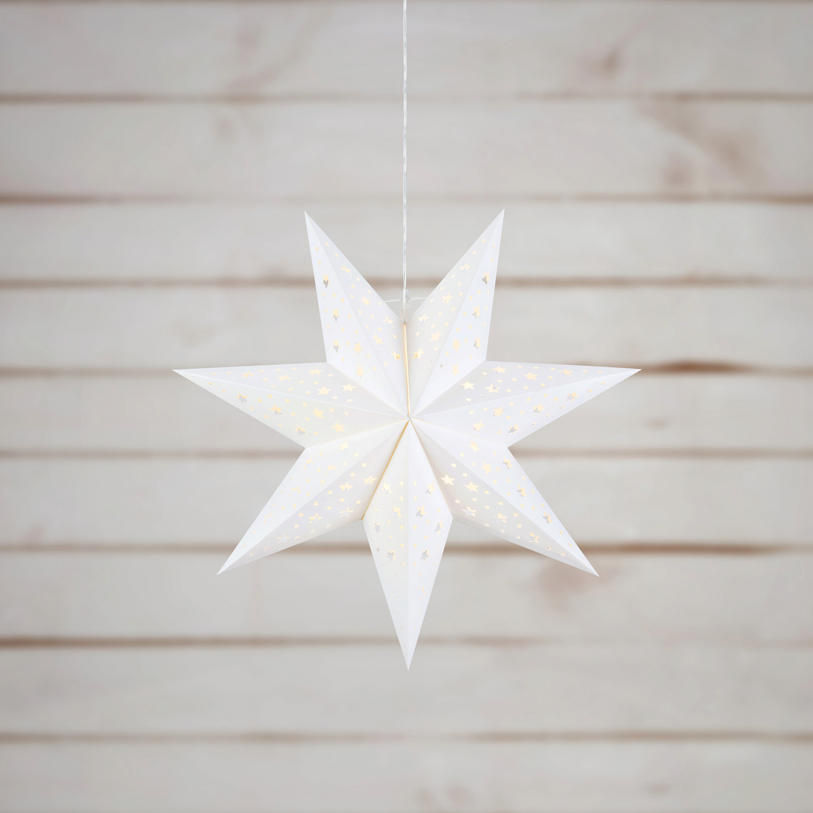 LED hanging star Blank battery, Timer Ø 45cm white