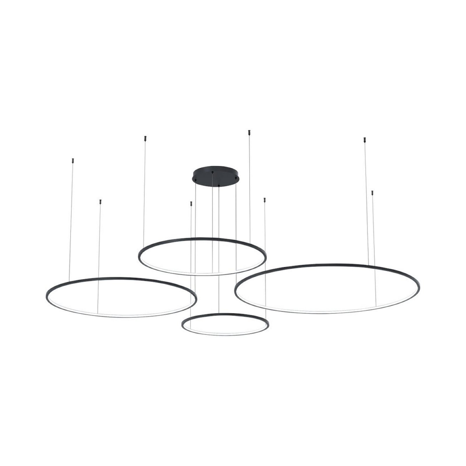 Żyrandol LED Saturno, 4-punktowy, czarny, metal, 4000 K
