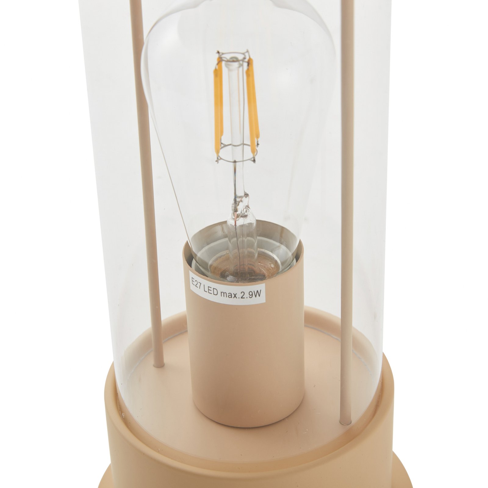 Lámpara de mesa recargable Lindby Yvette, albaricoque, IP44, regulador