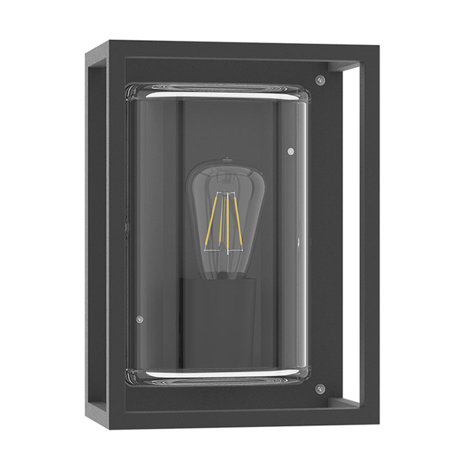 PERFORMANCE LIGHTING Lanterna NK 27 outdoor wall light, E27, anthracite, aluminium, glass, E27, 100 W, energy efficiency: A++, W: 20 cm, H: 27.8 cm