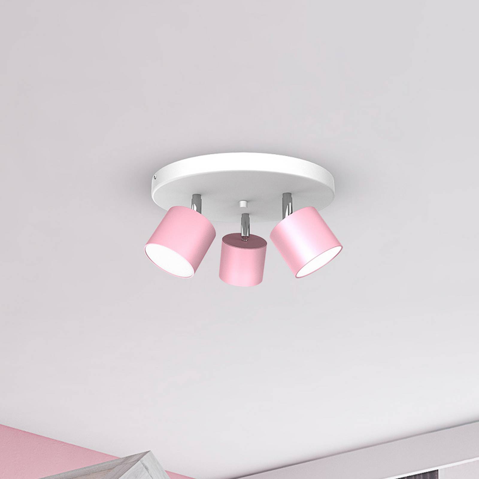 Euluna Ceiling spotlight Cloudy 3-bulb round pink - Living / Dining Room - Ceiling Light - dimmable - Young Lifestyle