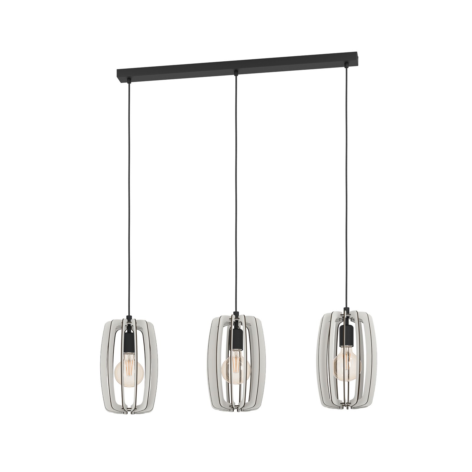 Hanglamp Bajazzara drie kooi kappen zandkleur