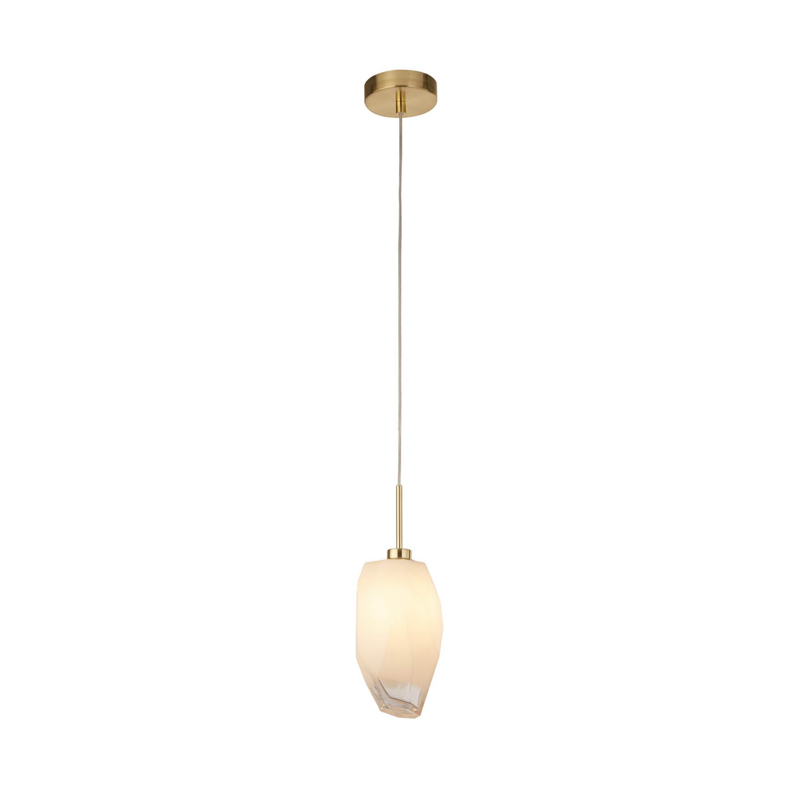 Rocky pendant light, 1-bulb, brass-coloured, steel, glass