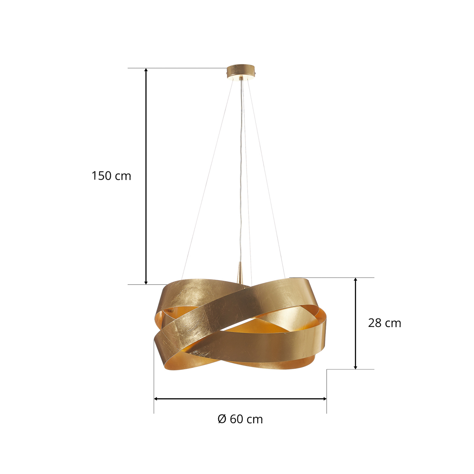 Pura LED piekaramais gaismeklis ar zelta lapu 60 cm