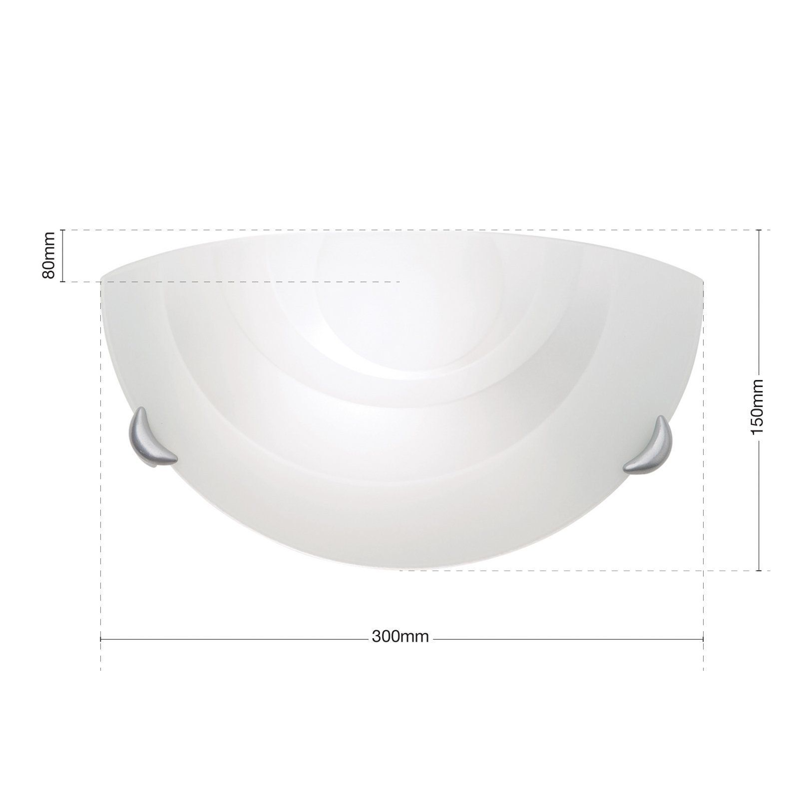 Candeeiro de parede Ada em vidro opalino, semicircular