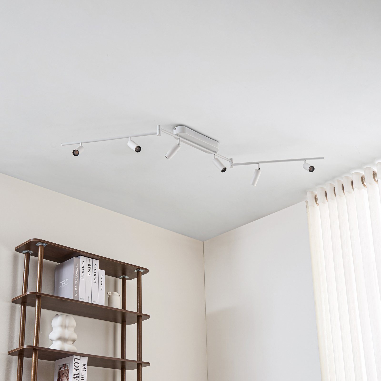 Lindby Eldrin LED ceiling light, 6-bulb, spots, white